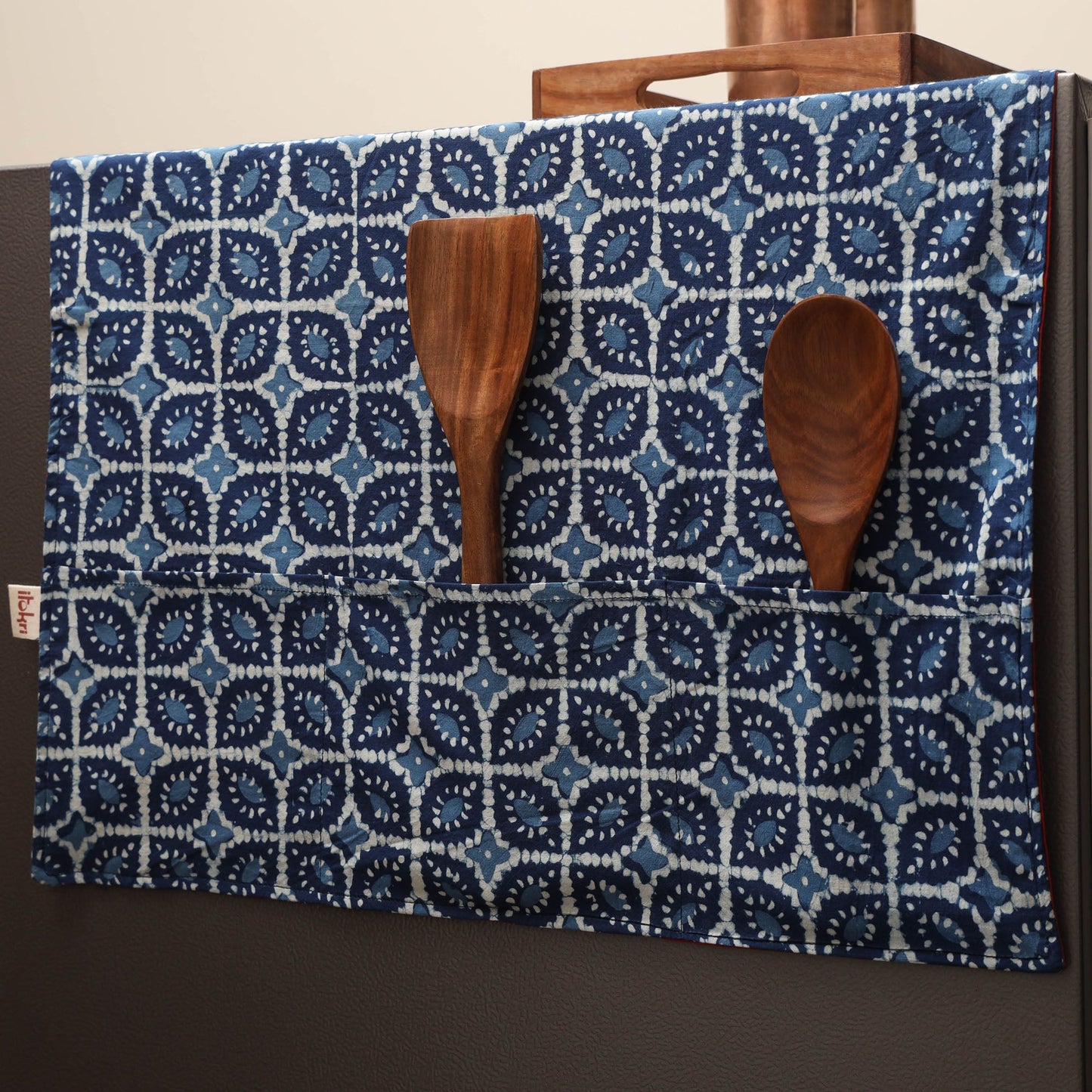 Handmade fridge top cover with multiple pockets 33