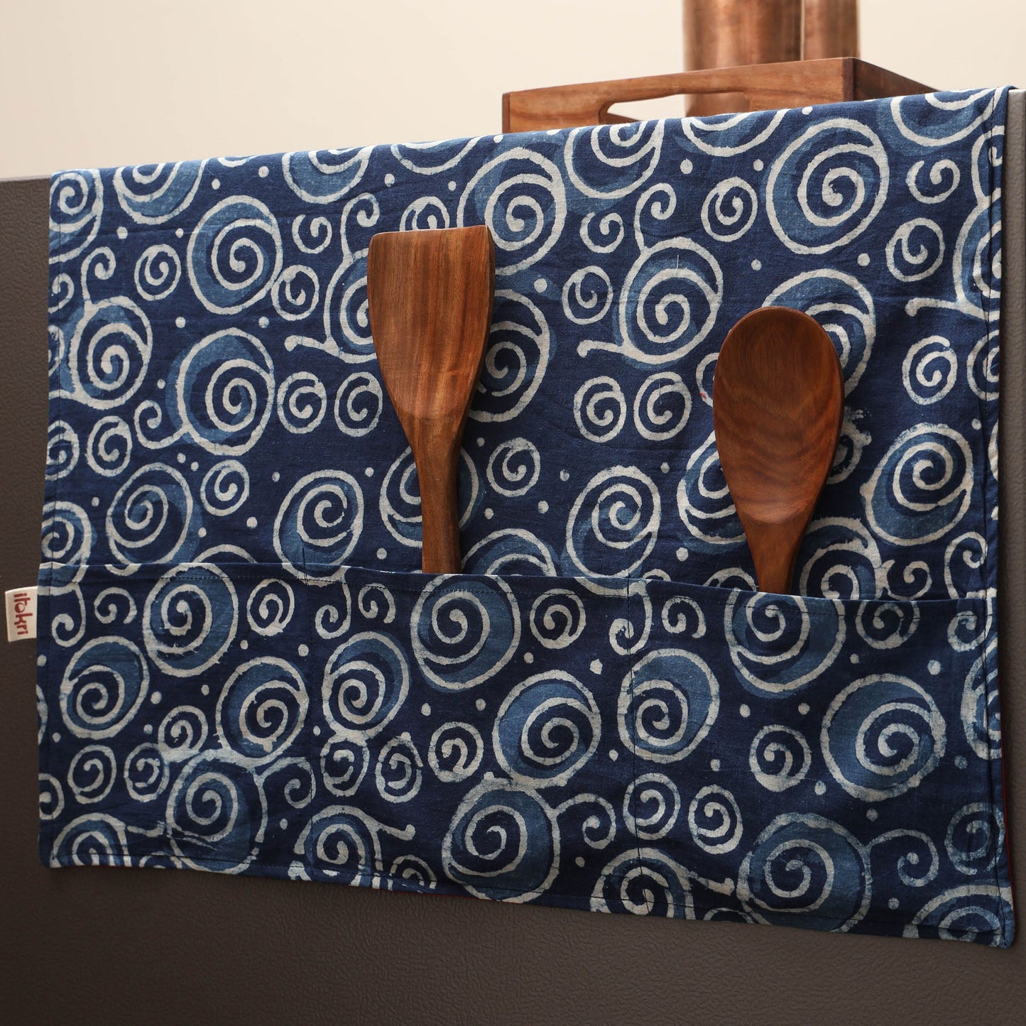 Handmade fridge top cover with multiple pockets 34