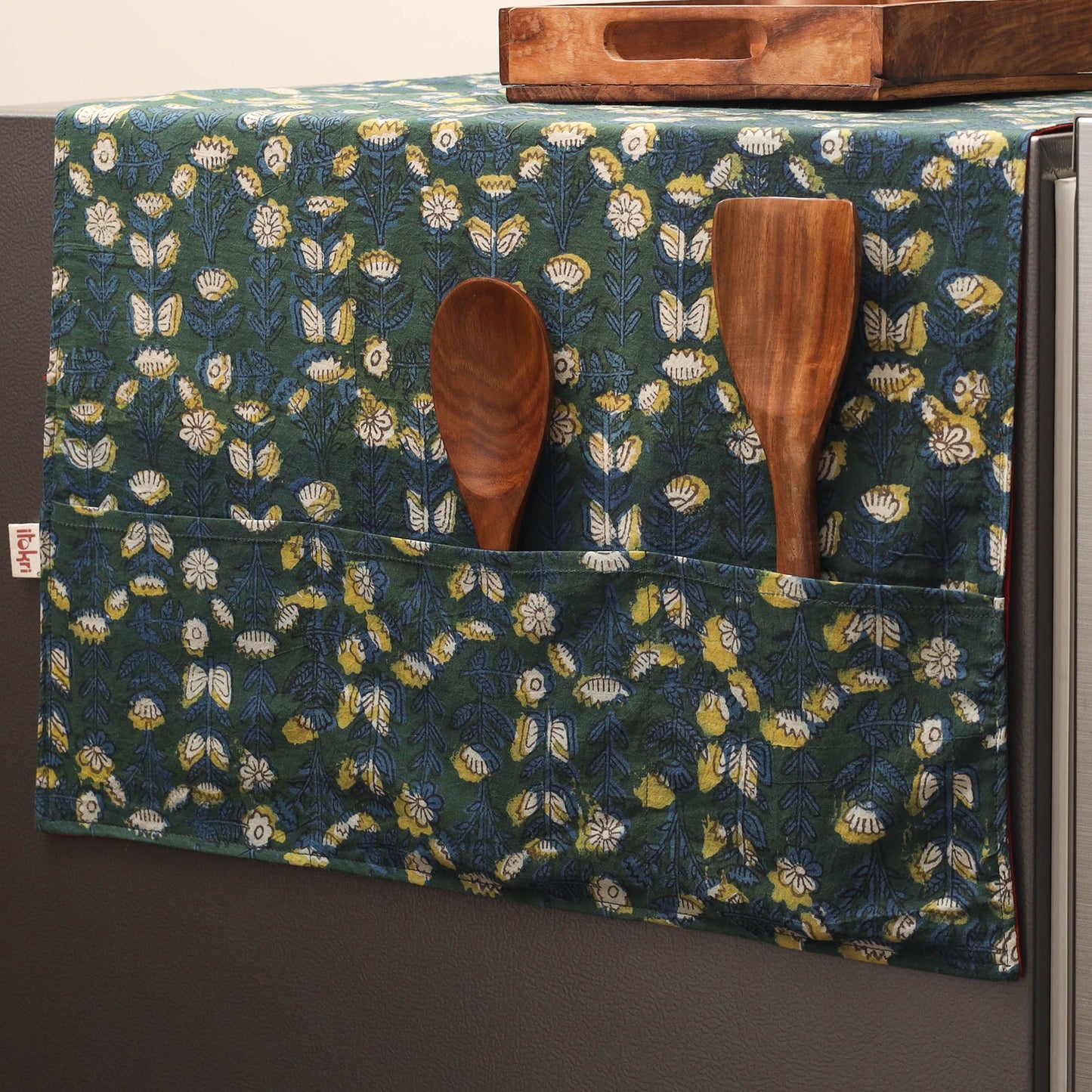 Handmade fridge top cover with multiple pockets 44