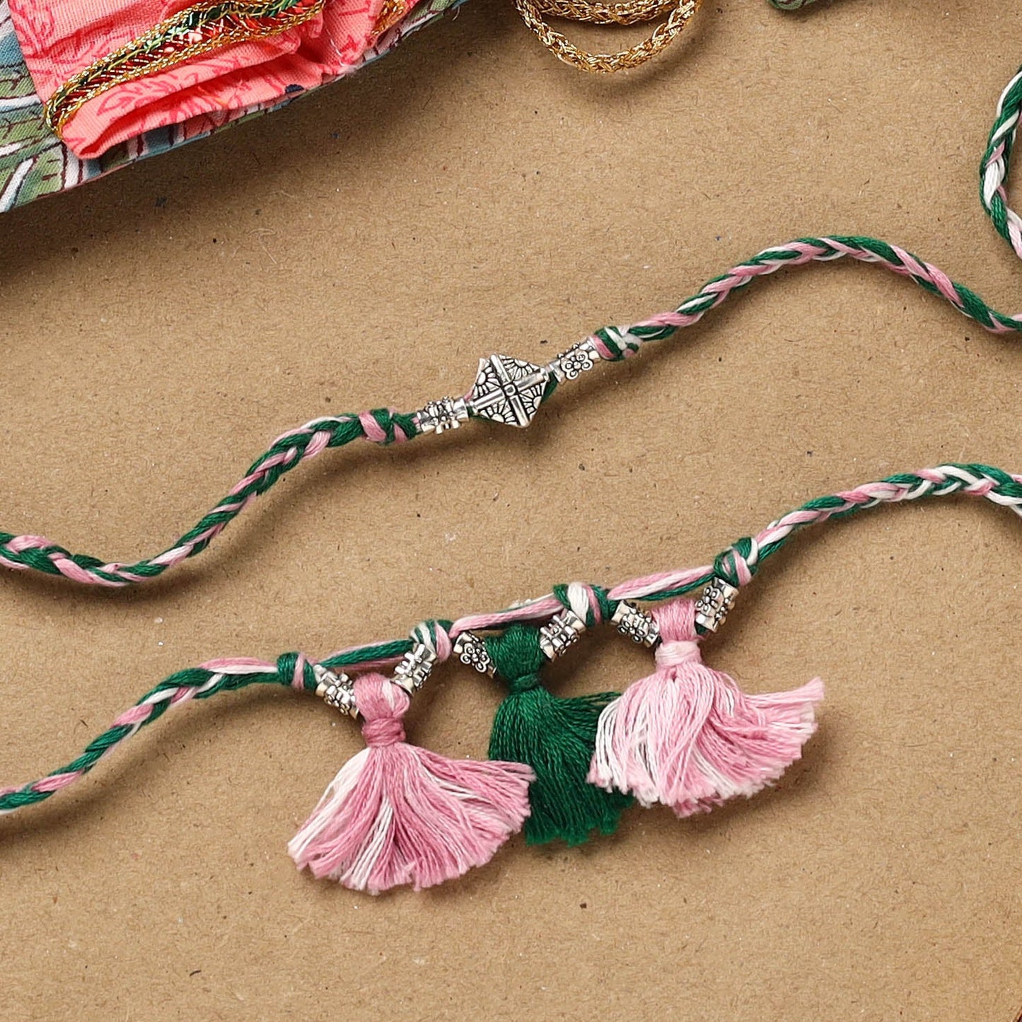 Handmade german silver bhaiya bhabhi rakhi set 167