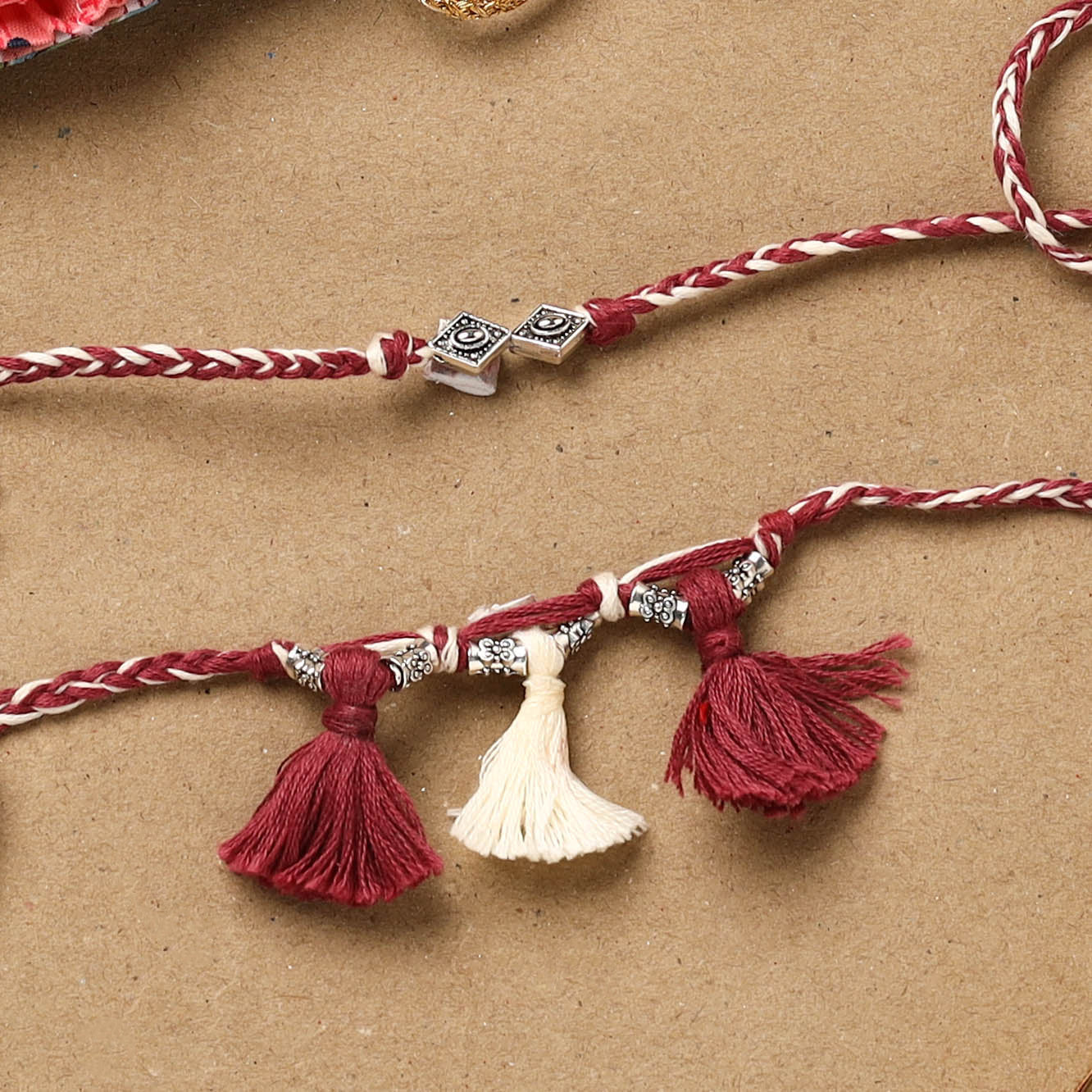 Handmade german silver bhaiya bhabhi rakhi set 169