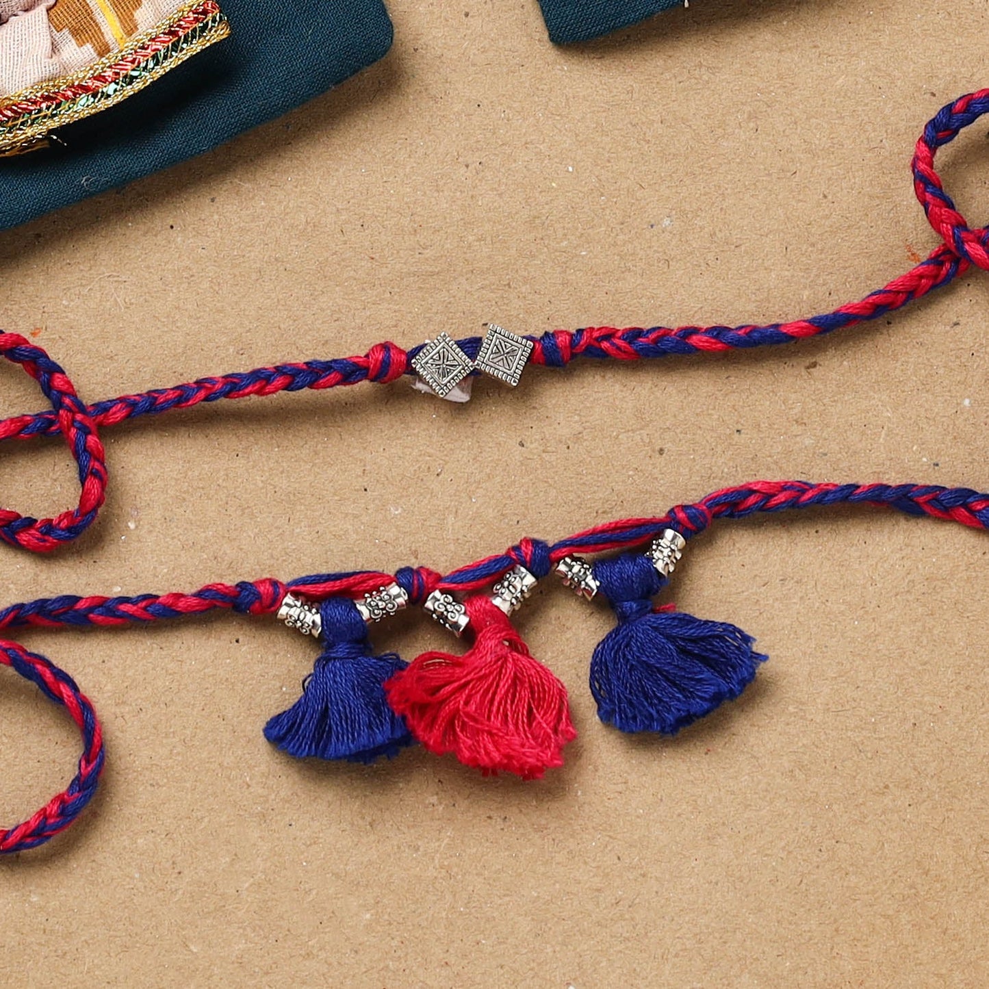 Handmade german silver bhaiya bhabhi rakhi set 176