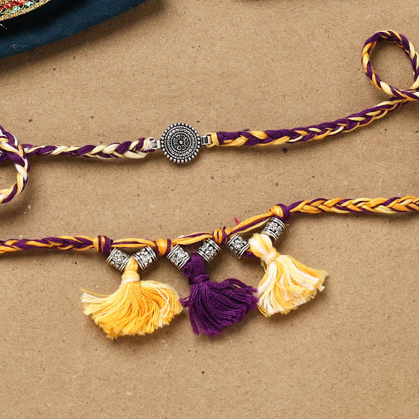 Handmade german silver bhaiya bhabhi rakhi set 183