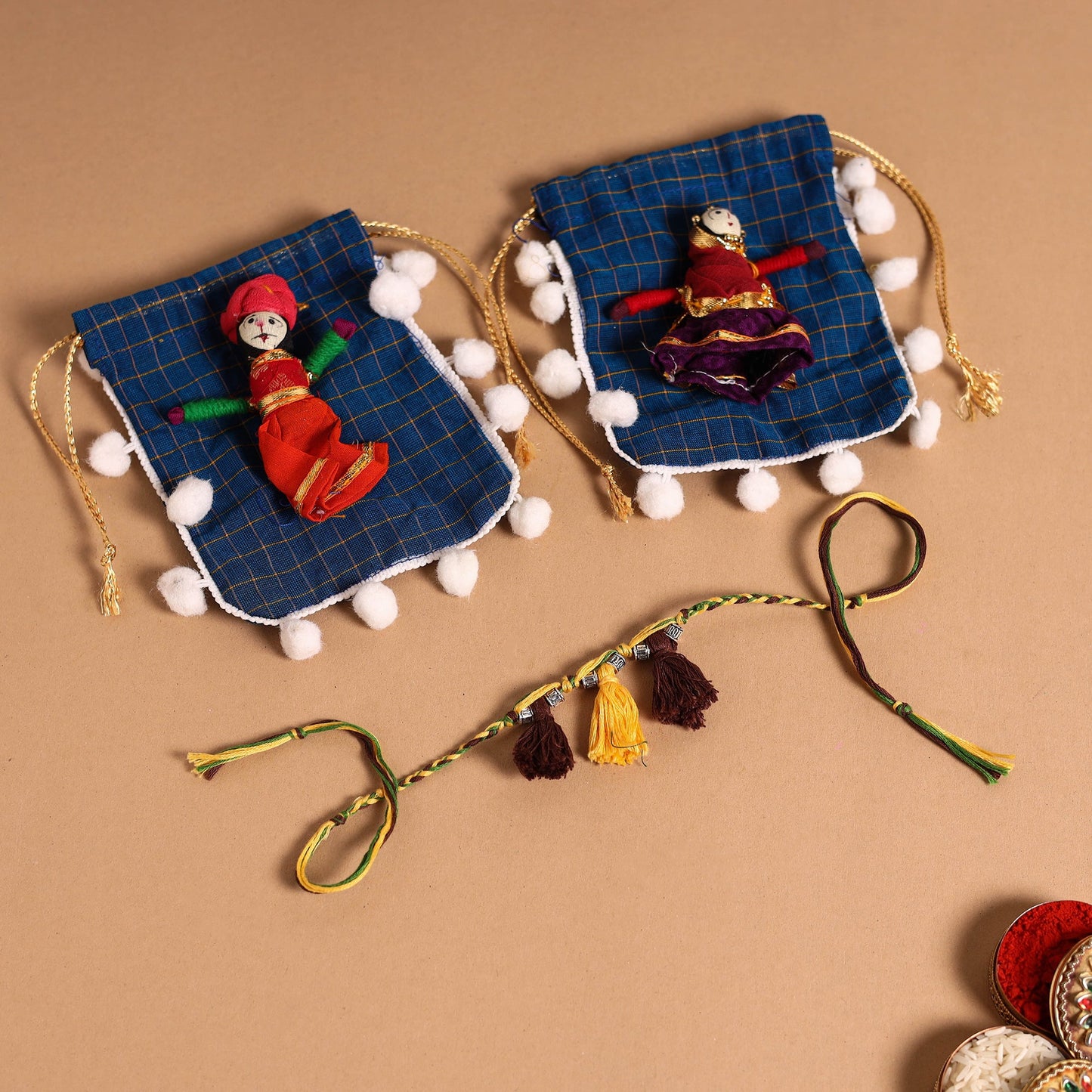 Handmade German Silver Rakhi & Lumba Set