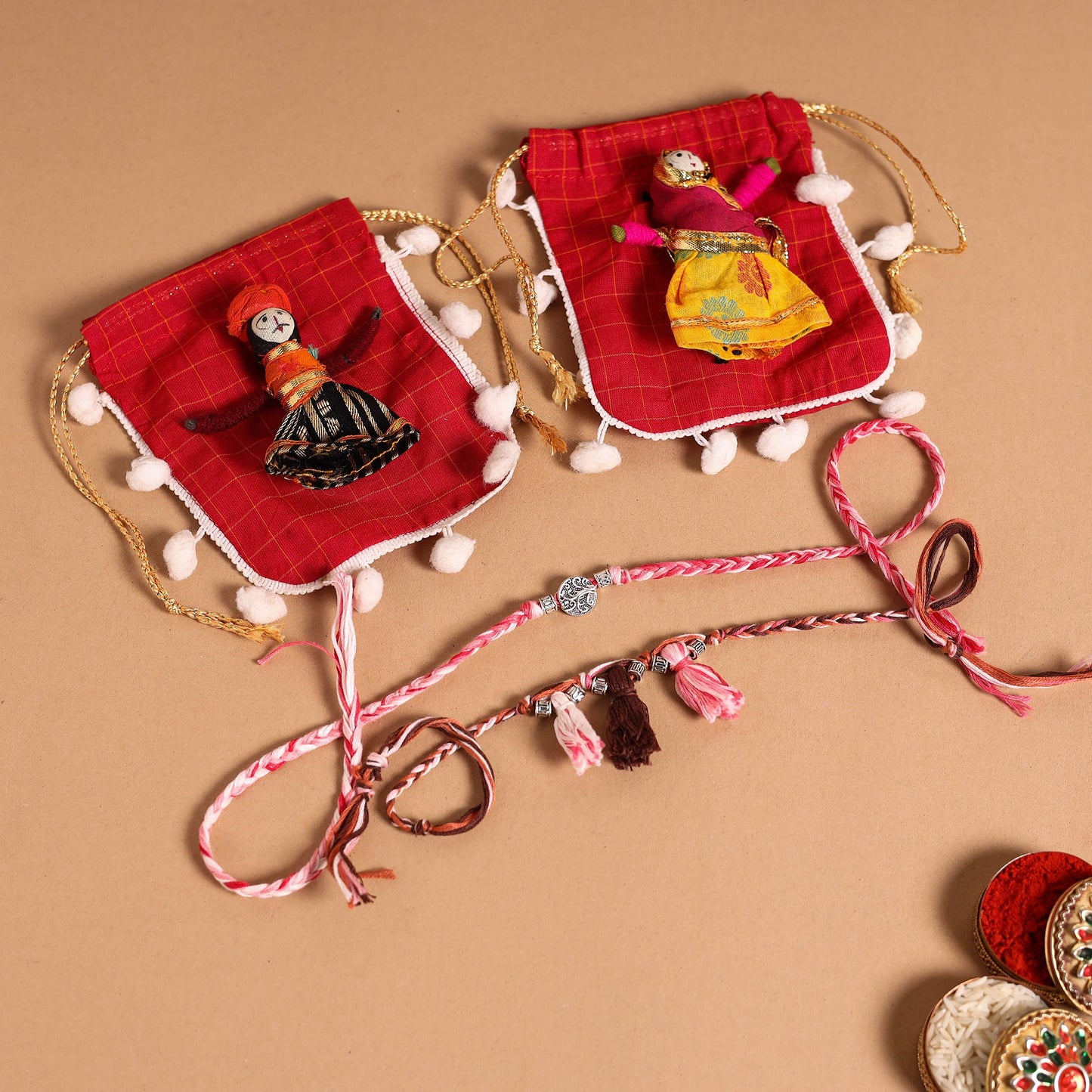 Handmade German Silver Rakhi & Lumba Set