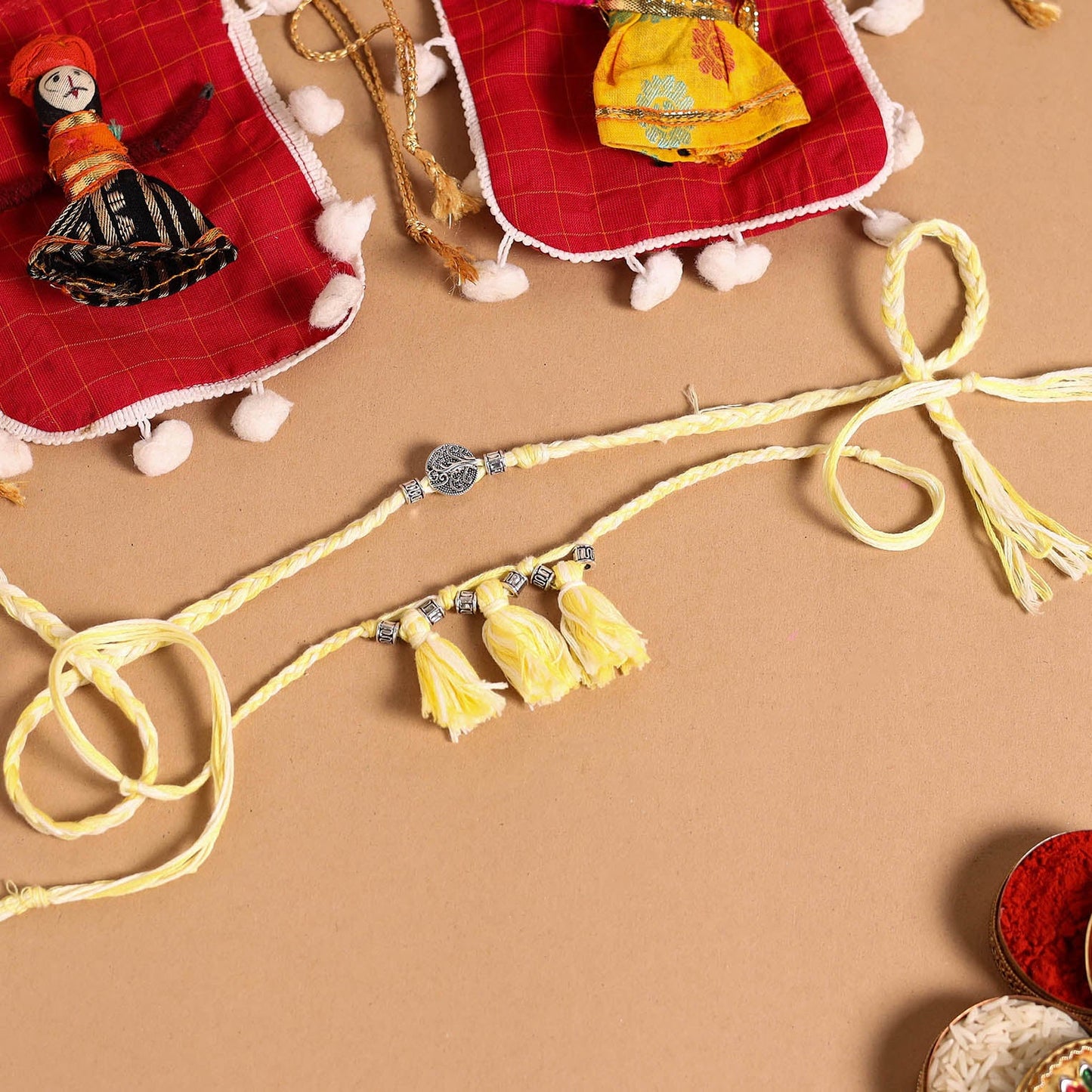 Handmade German Silver Rakhi & Lumba Set