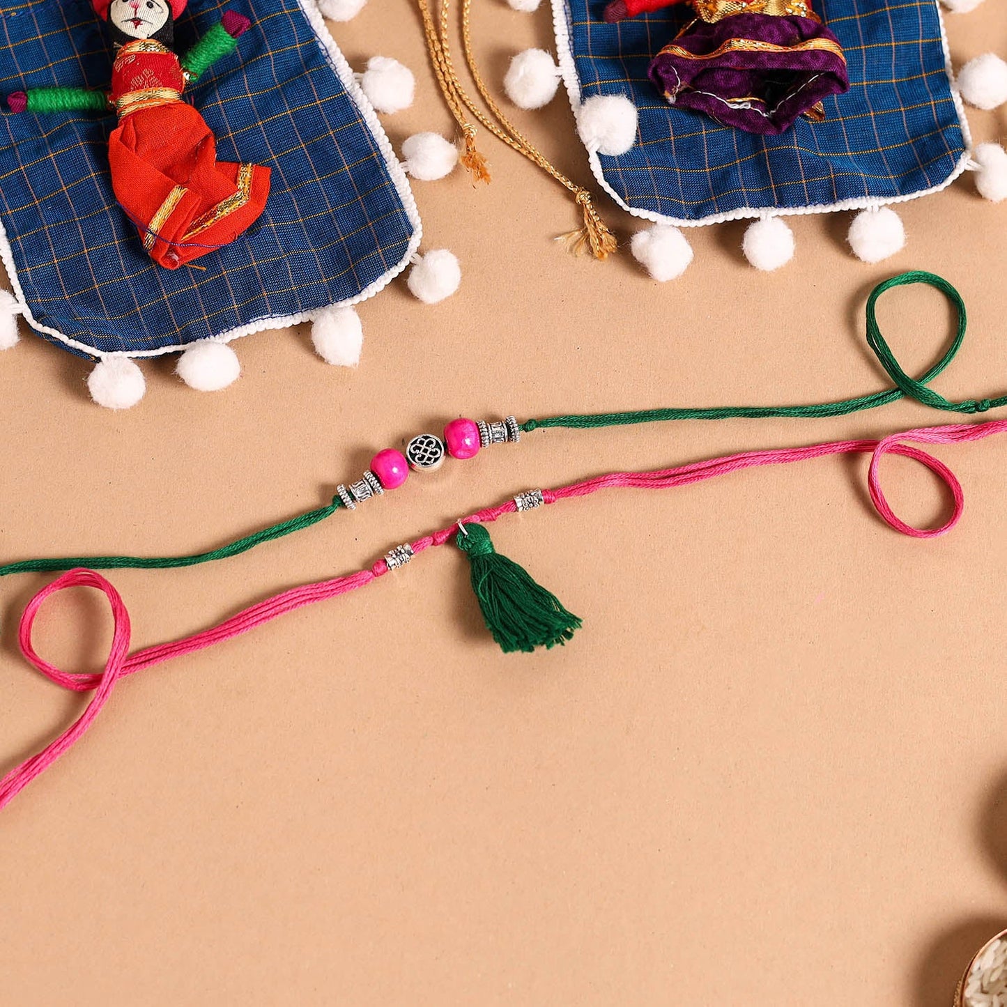 Handmade German Silver Rakhi & Lumba Set