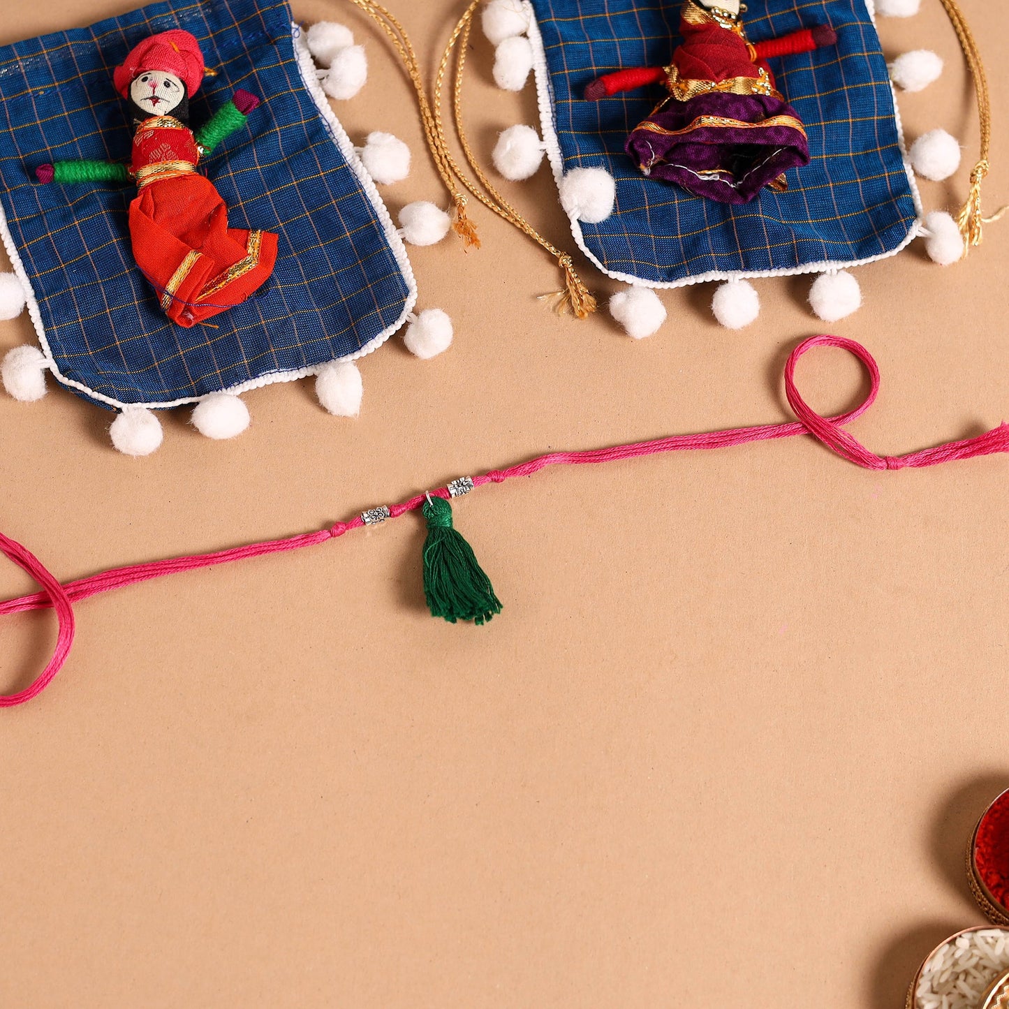 Handmade German Silver Rakhi & Lumba Set