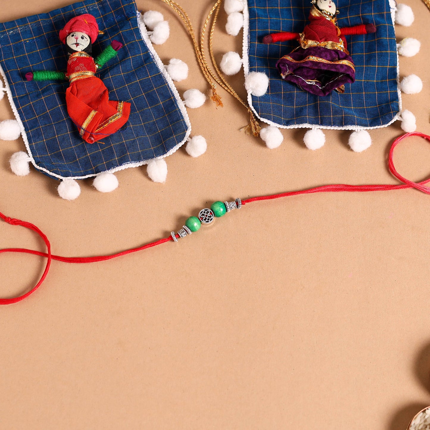 Handmade German Silver Rakhi & Lumba Set