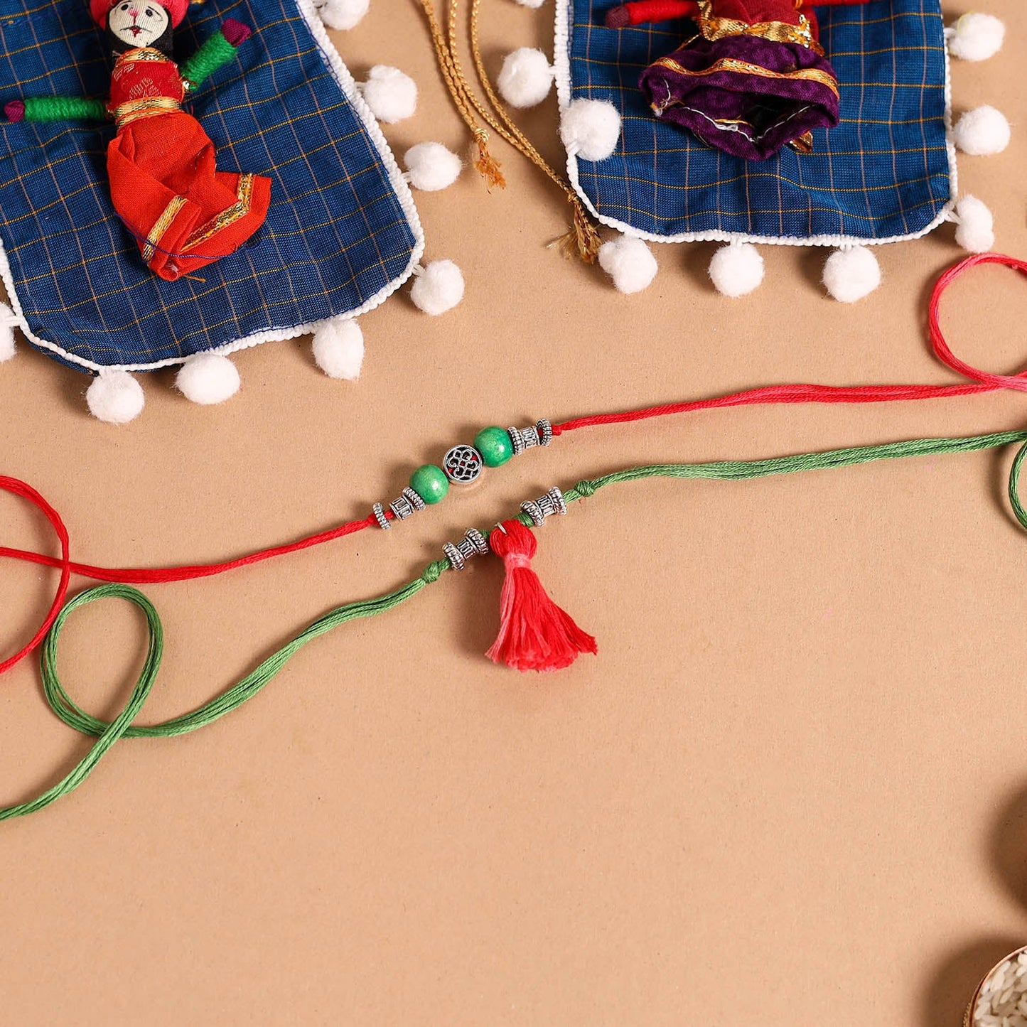 Handmade German Silver Rakhi & Lumba Set