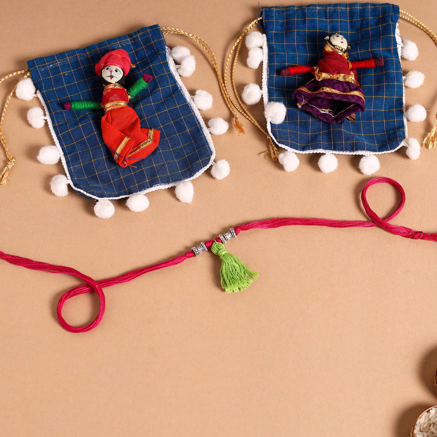 Handmade German Silver Rakhi & Lumba Set