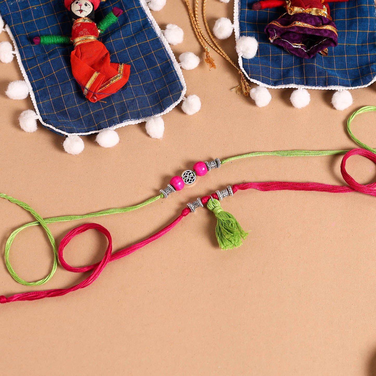 Handmade German Silver Rakhi & Lumba Set