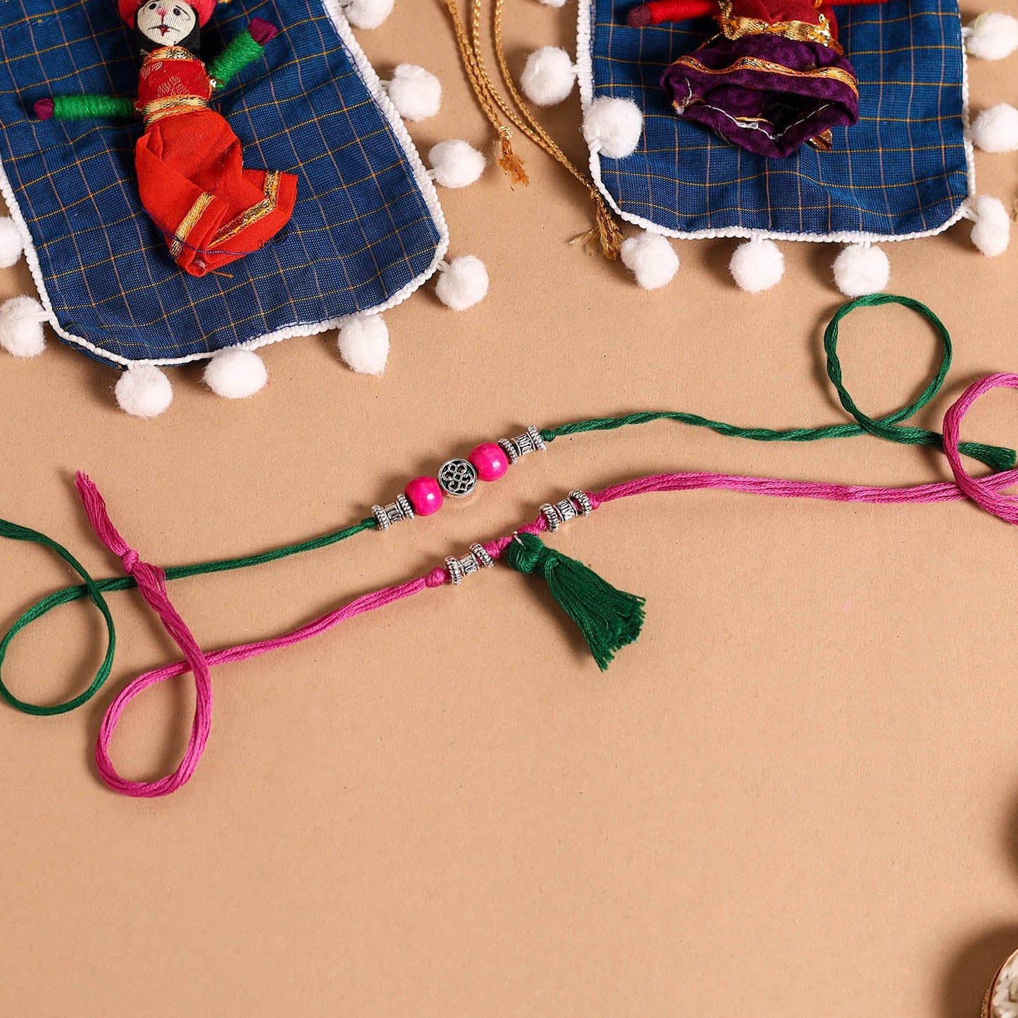 Handmade German Silver Rakhi & Lumba Set