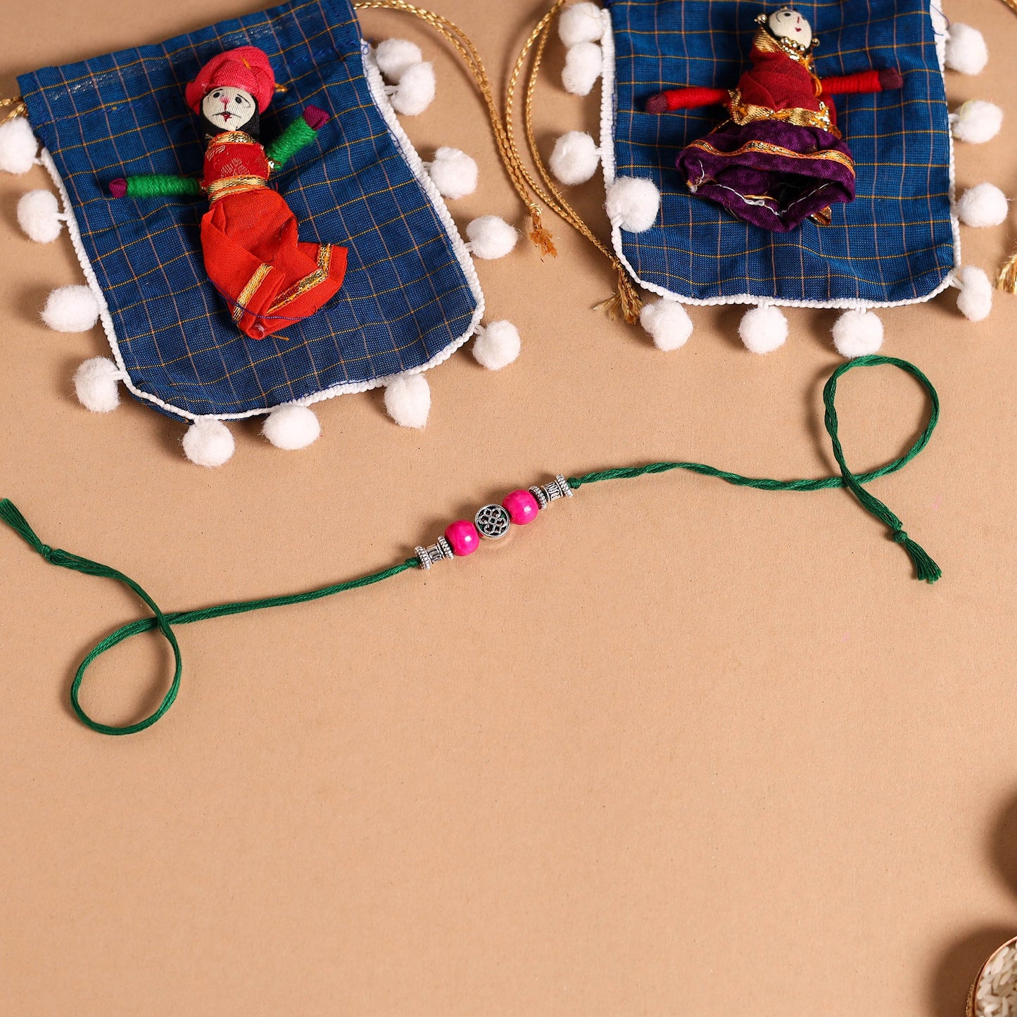 Handmade German Silver Rakhi & Lumba Set