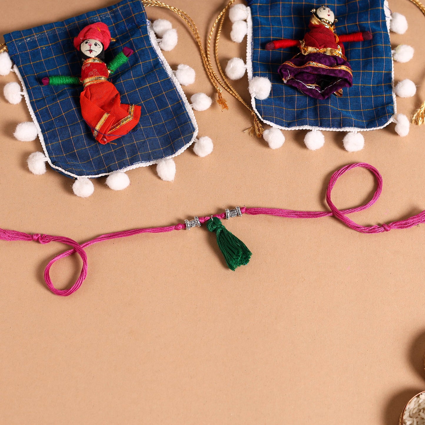 Handmade German Silver Rakhi & Lumba Set