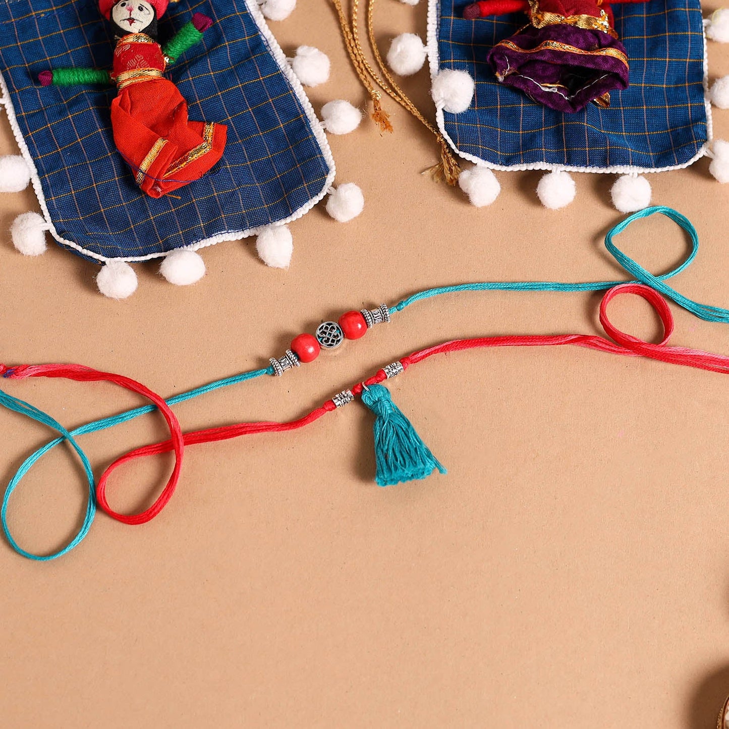 Handmade German Silver Rakhi & Lumba Set