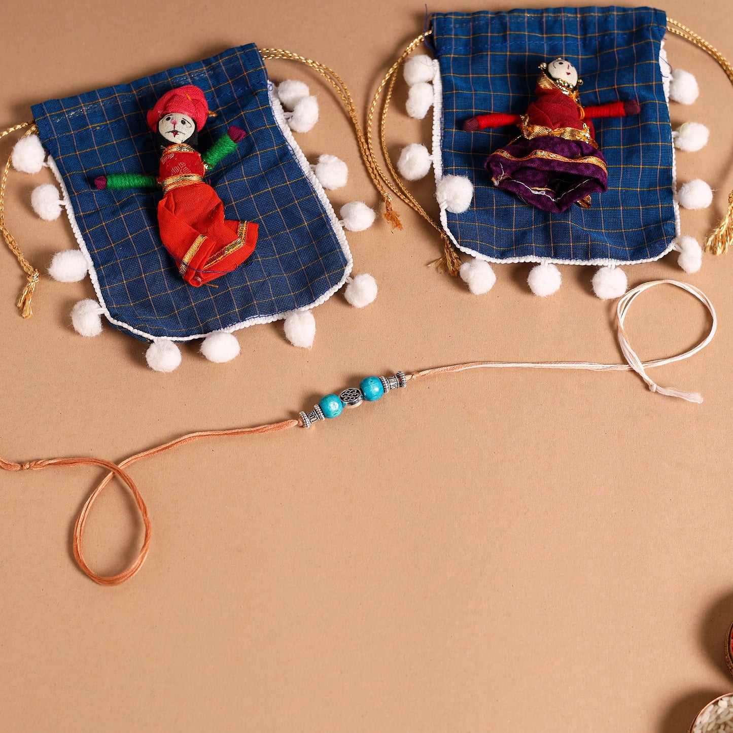 Handmade German Silver Rakhi & Lumba Set