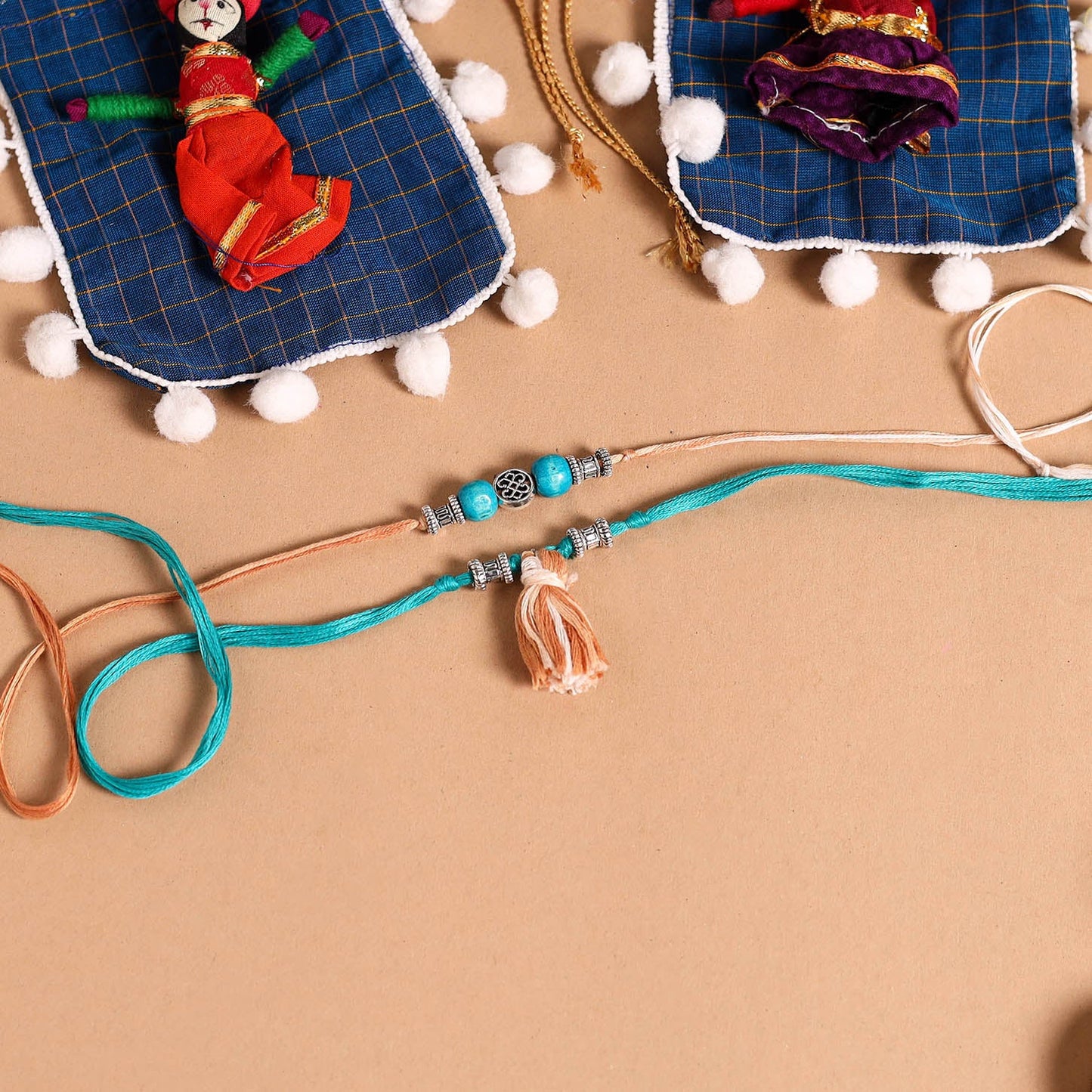 Handmade German Silver Rakhi & Lumba Set