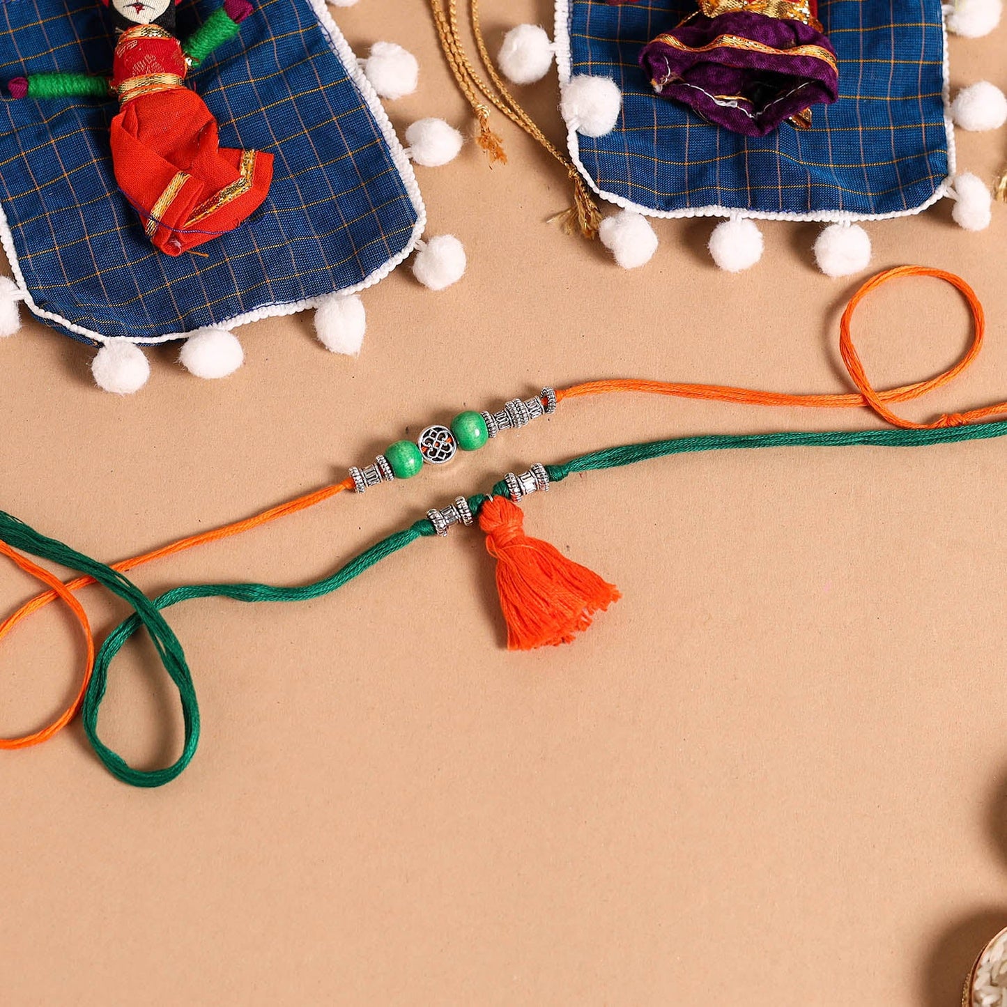 Handmade German Silver Rakhi & Lumba Set