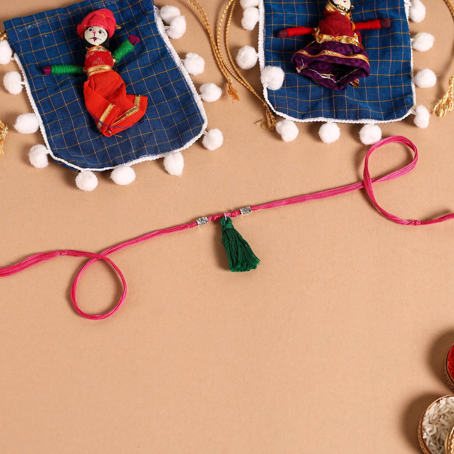 Handmade German Silver Rakhi & Lumba Set