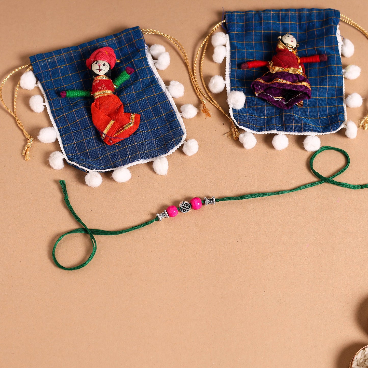 Handmade German Silver Rakhi & Lumba Set