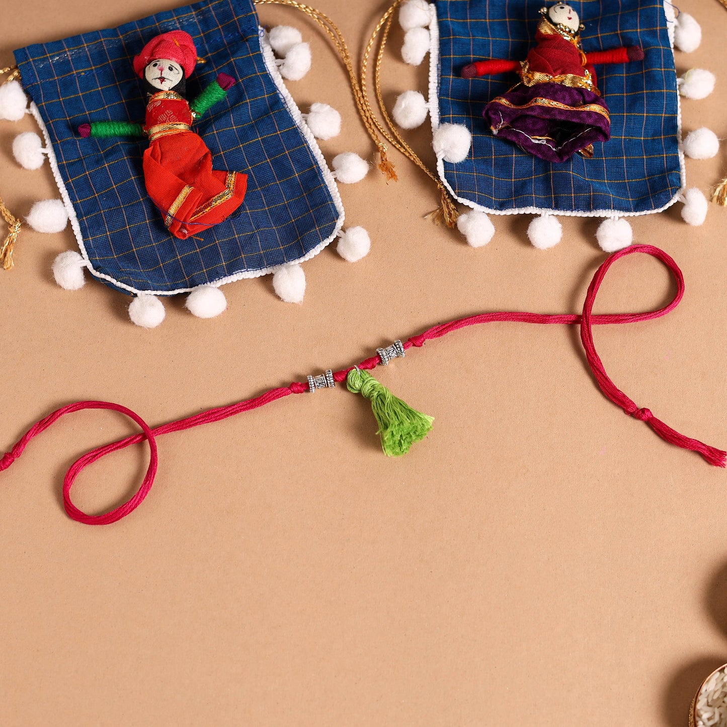 Handmade German Silver Rakhi & Lumba Set