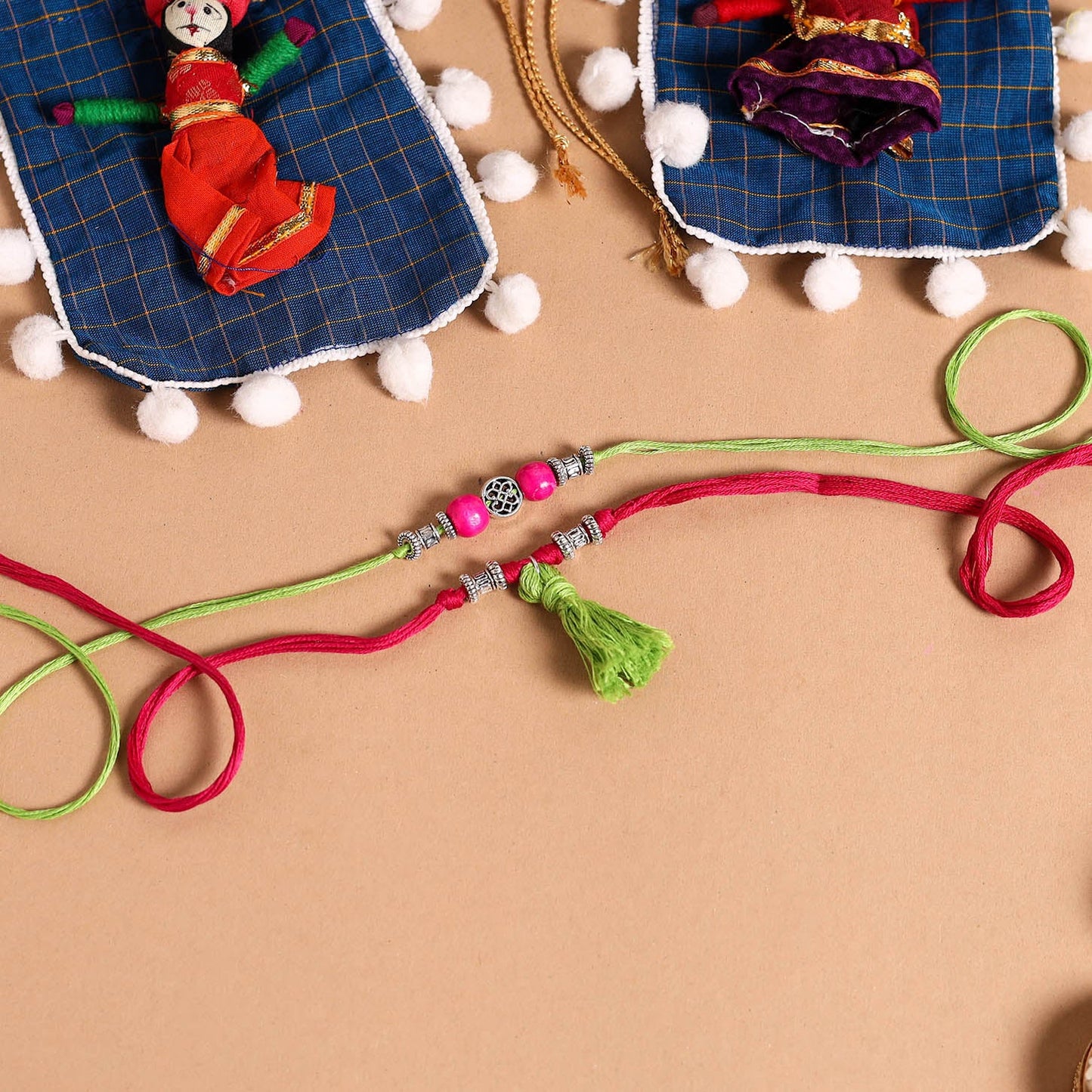 Handmade German Silver Rakhi & Lumba Set