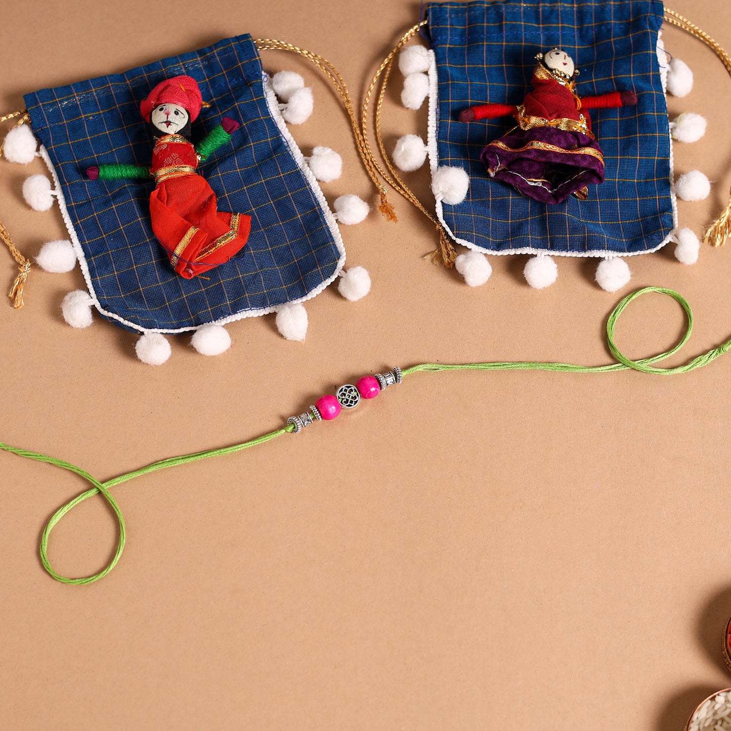 Handmade German Silver Rakhi & Lumba Set