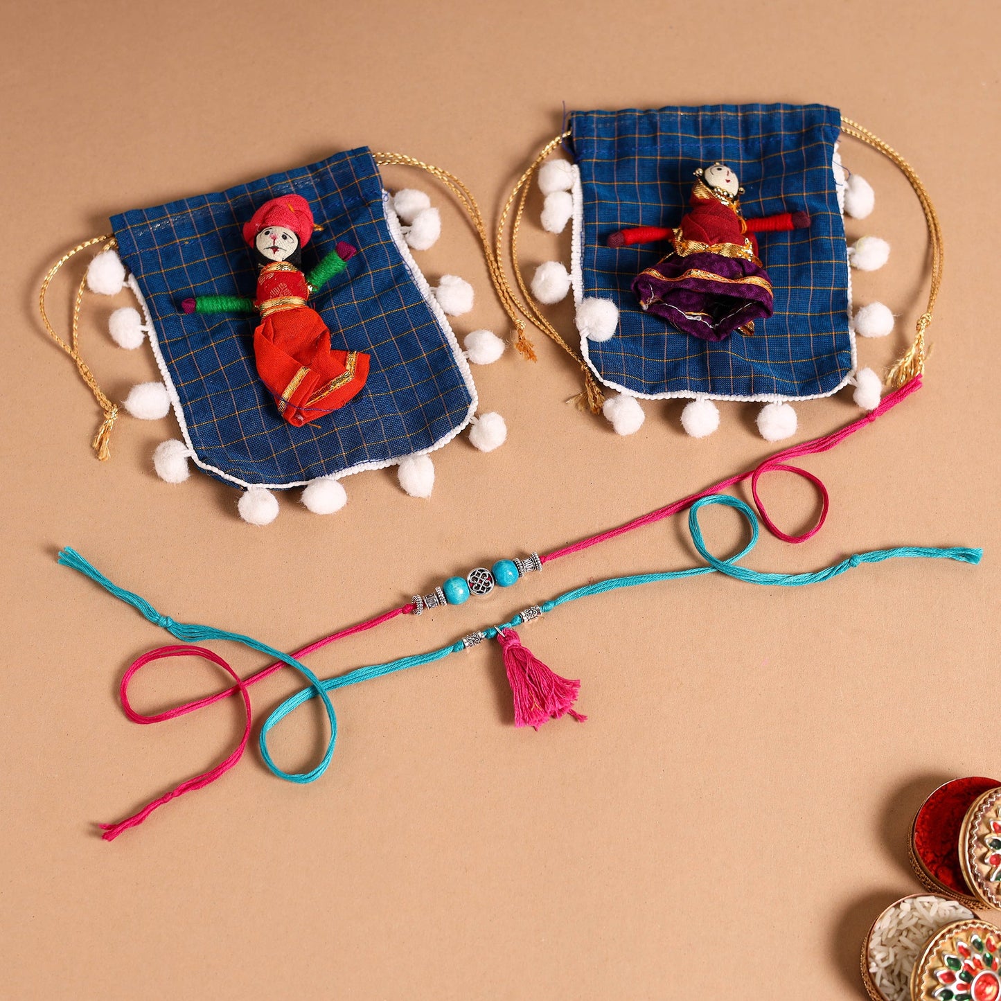 Handmade German Silver Rakhi & Lumba Set