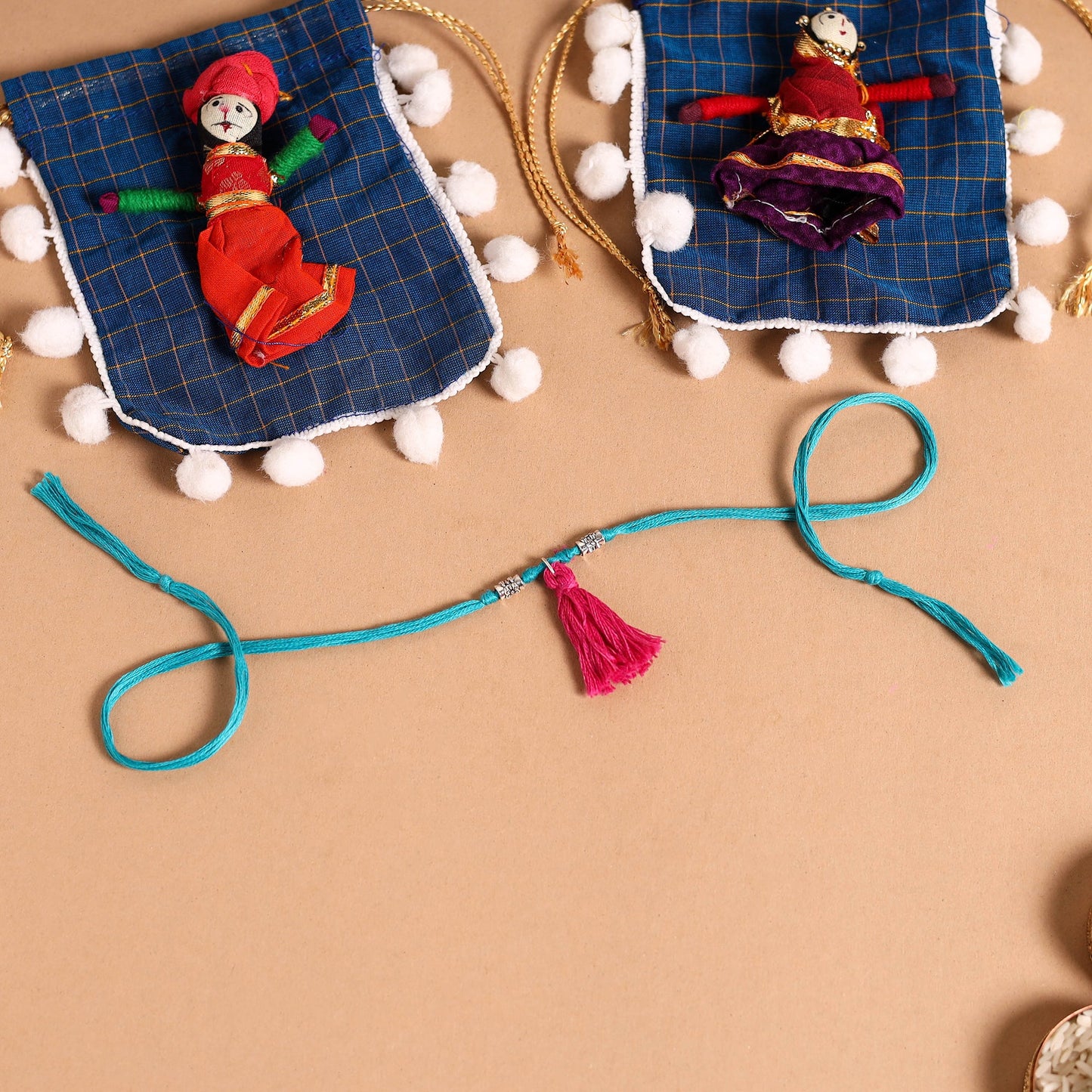 Handmade German Silver Rakhi & Lumba Set