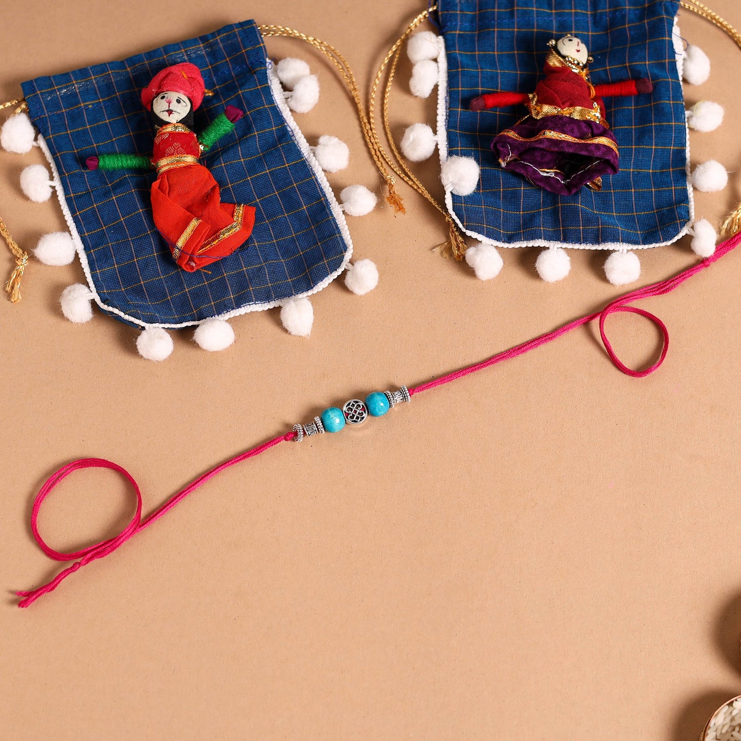 Handmade German Silver Rakhi & Lumba Set