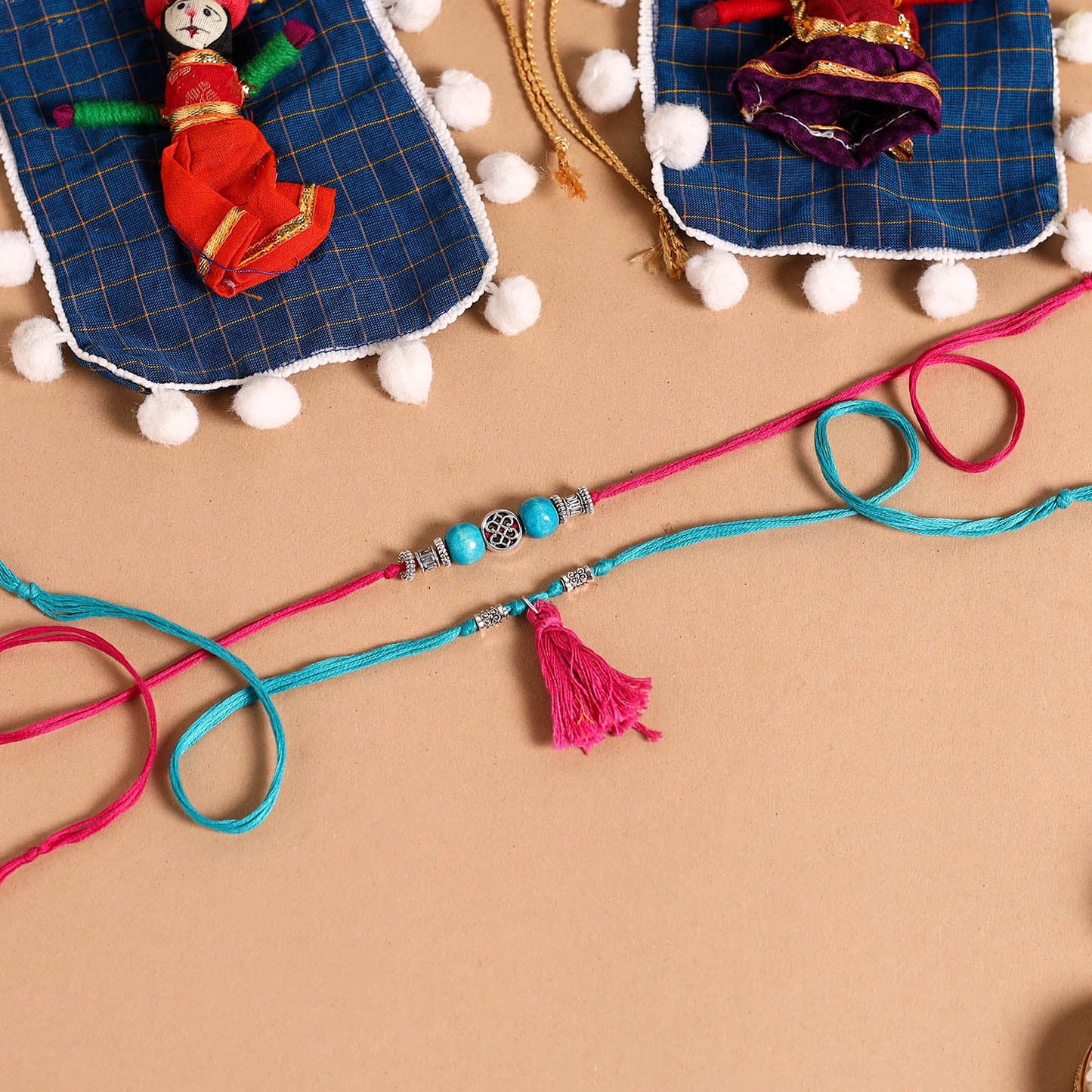 Handmade German Silver Rakhi & Lumba Set