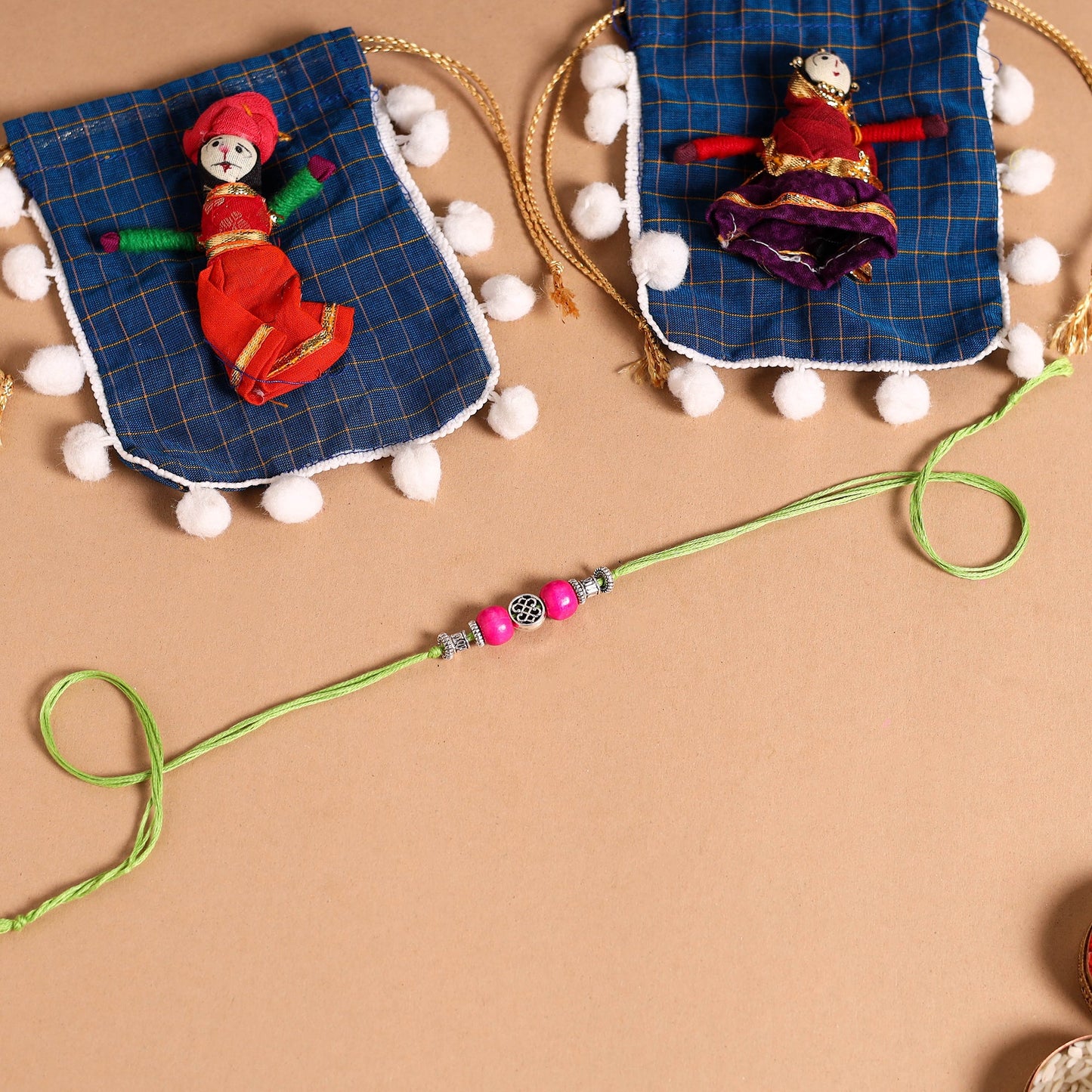 Handmade German Silver Rakhi & Lumba Set