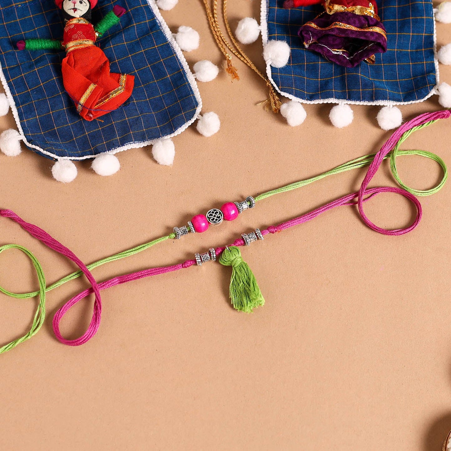Handmade German Silver Rakhi & Lumba Set