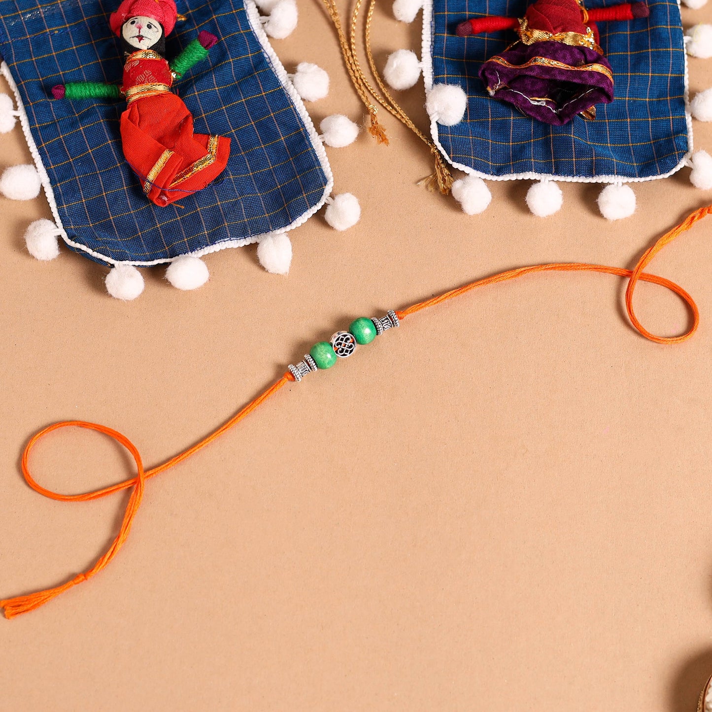 Handmade German Silver Rakhi & Lumba Set