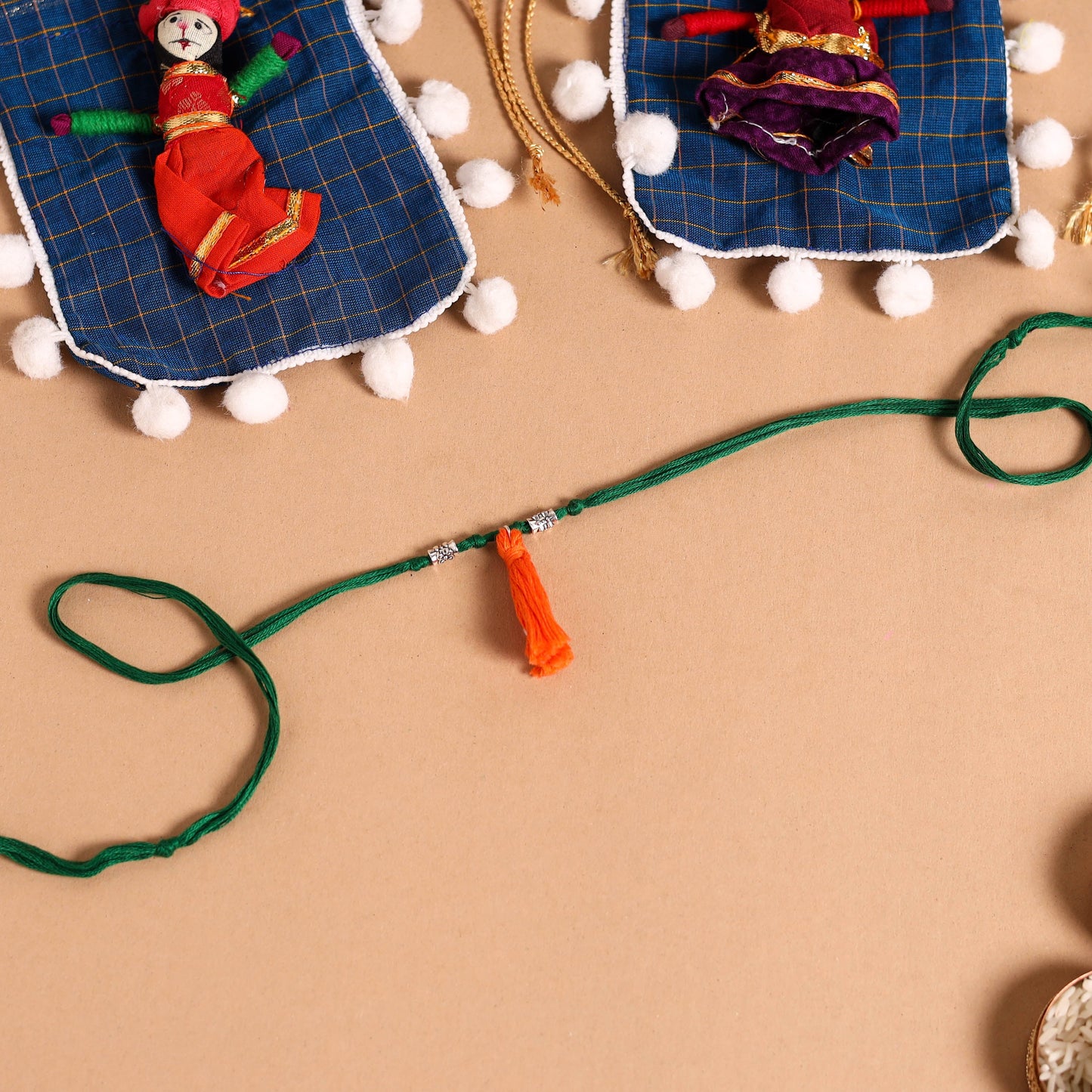 Handmade German Silver Rakhi & Lumba Set