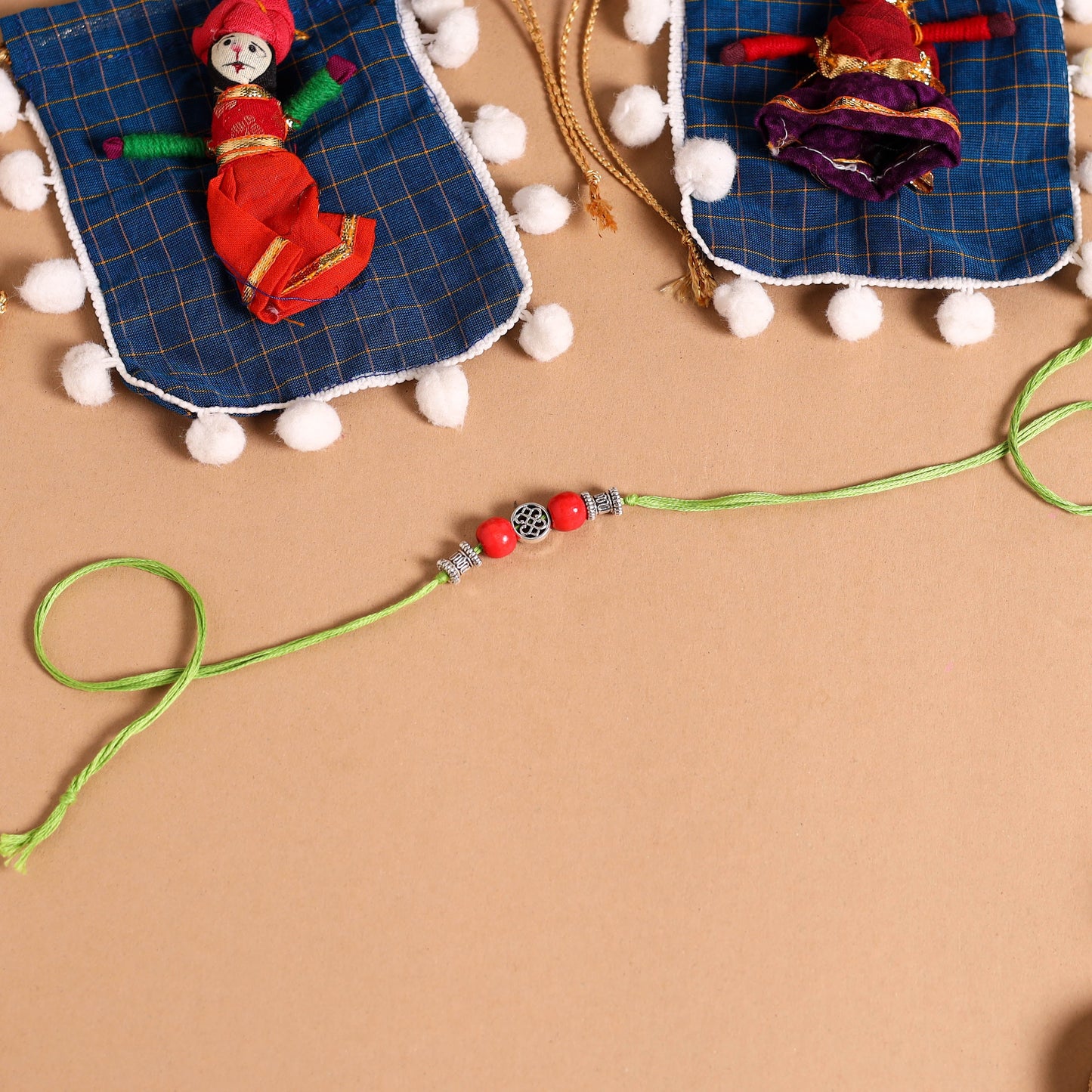 Handmade German Silver Rakhi & Lumba Set