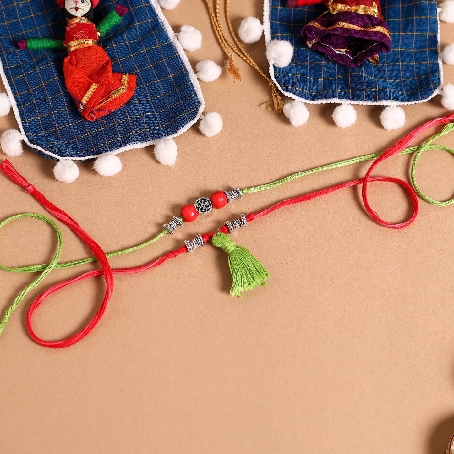 Handmade German Silver Rakhi & Lumba Set