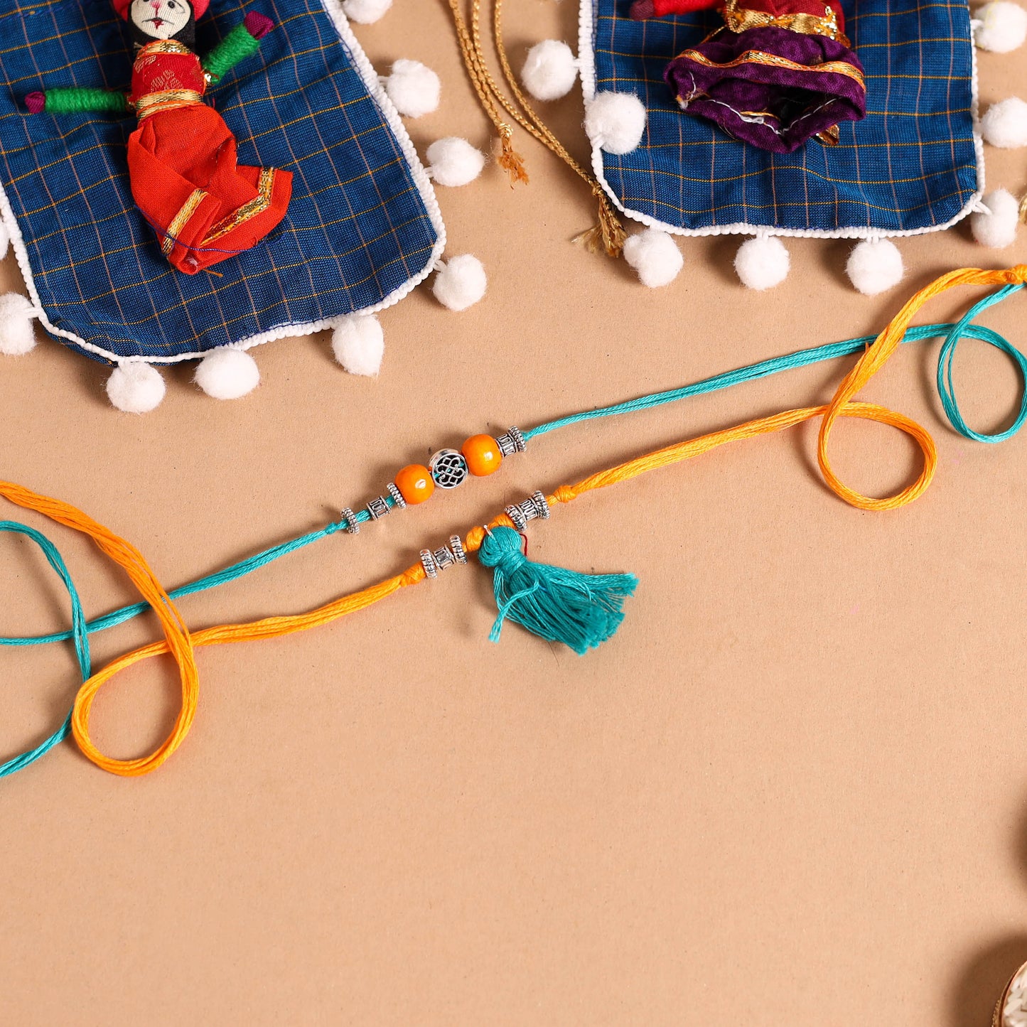 Handmade German Silver Rakhi & Lumba Set