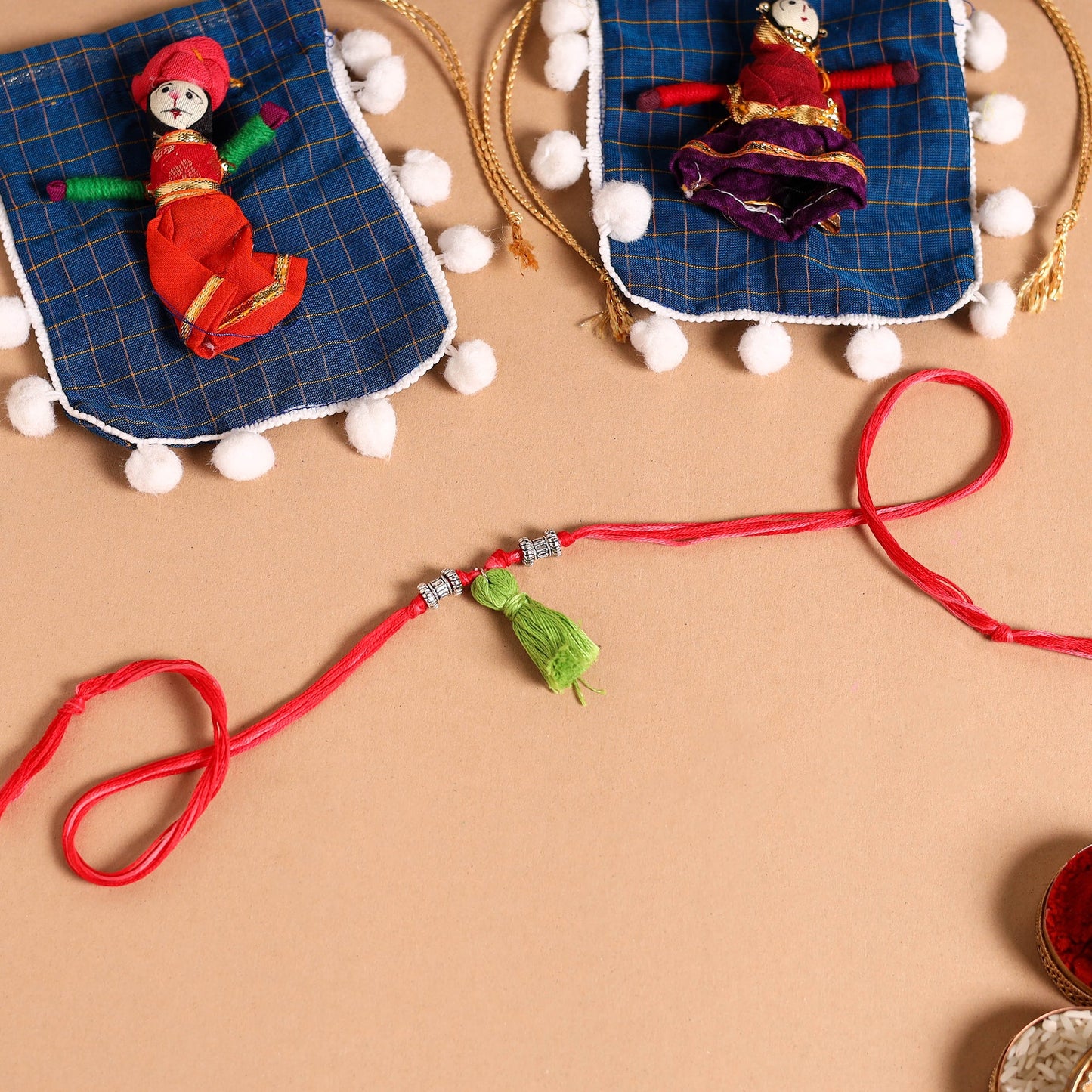 Handmade German Silver Rakhi & Lumba Set