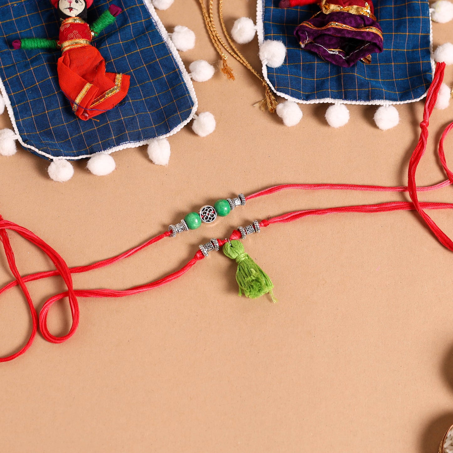 Handmade German Silver Rakhi & Lumba Set