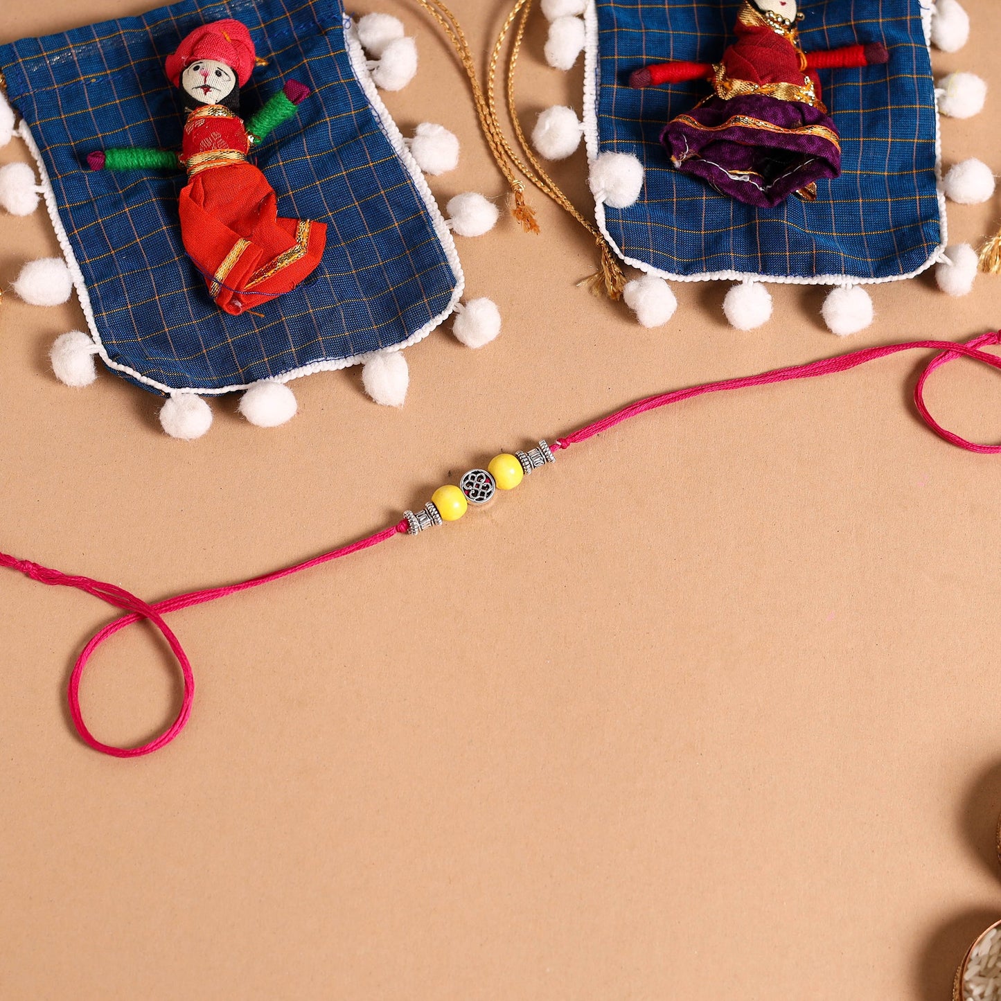 Handmade German Silver Rakhi & Lumba Set