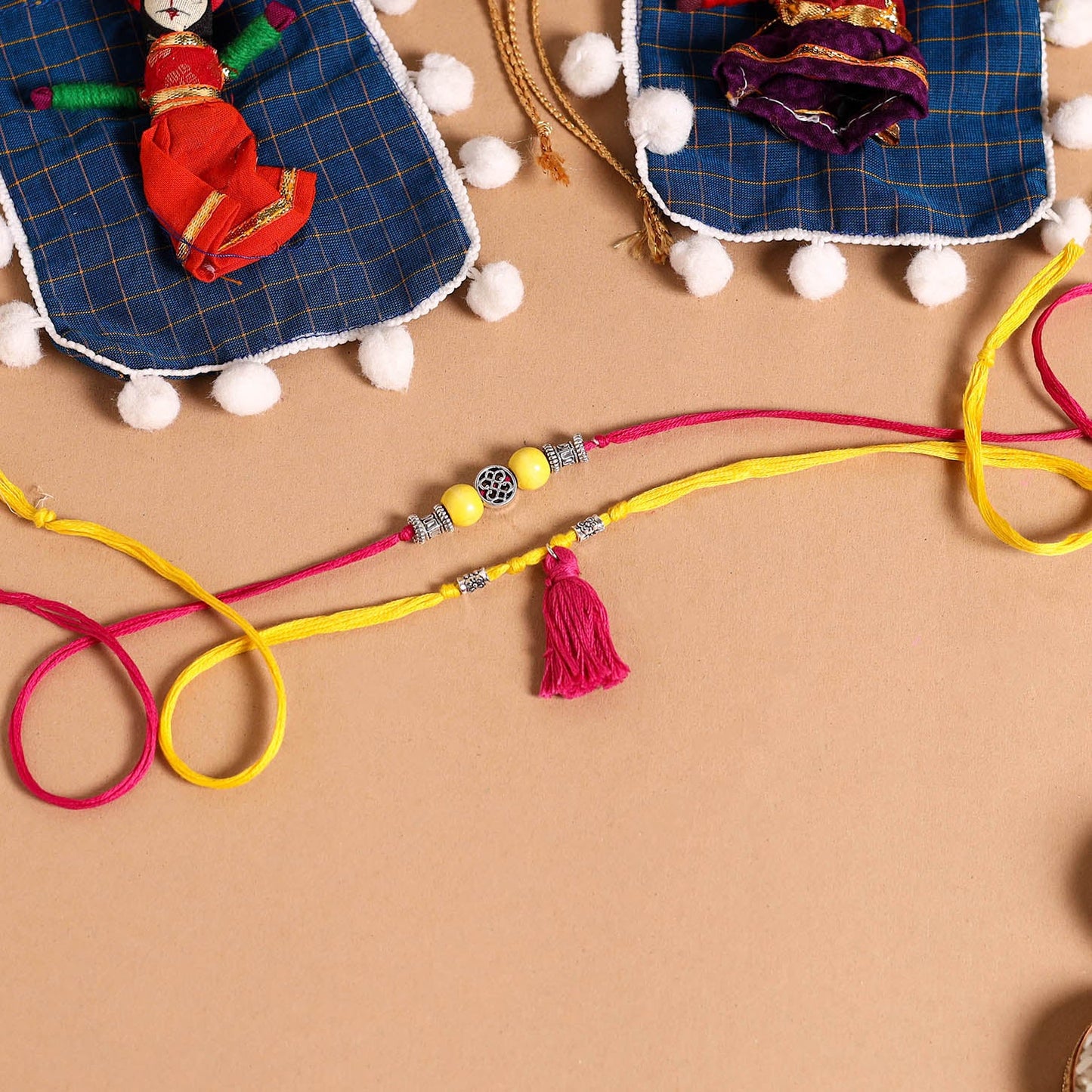 Handmade German Silver Rakhi & Lumba Set