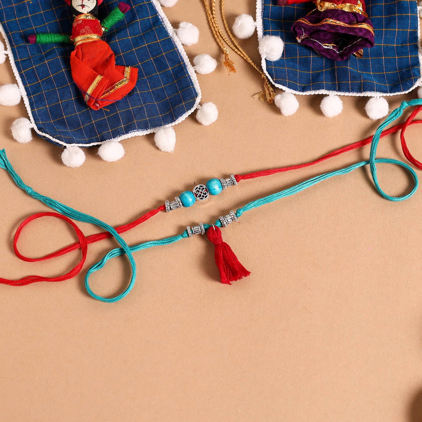 Handmade German Silver Rakhi & Lumba Set