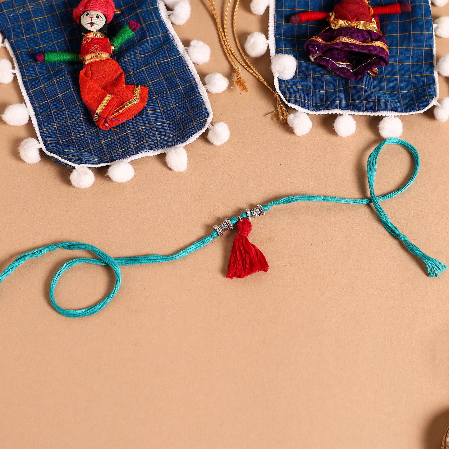 Handmade German Silver Rakhi & Lumba Set