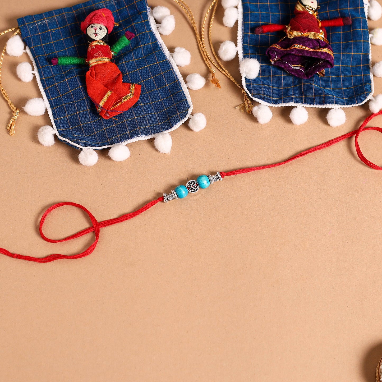 Handmade German Silver Rakhi & Lumba Set