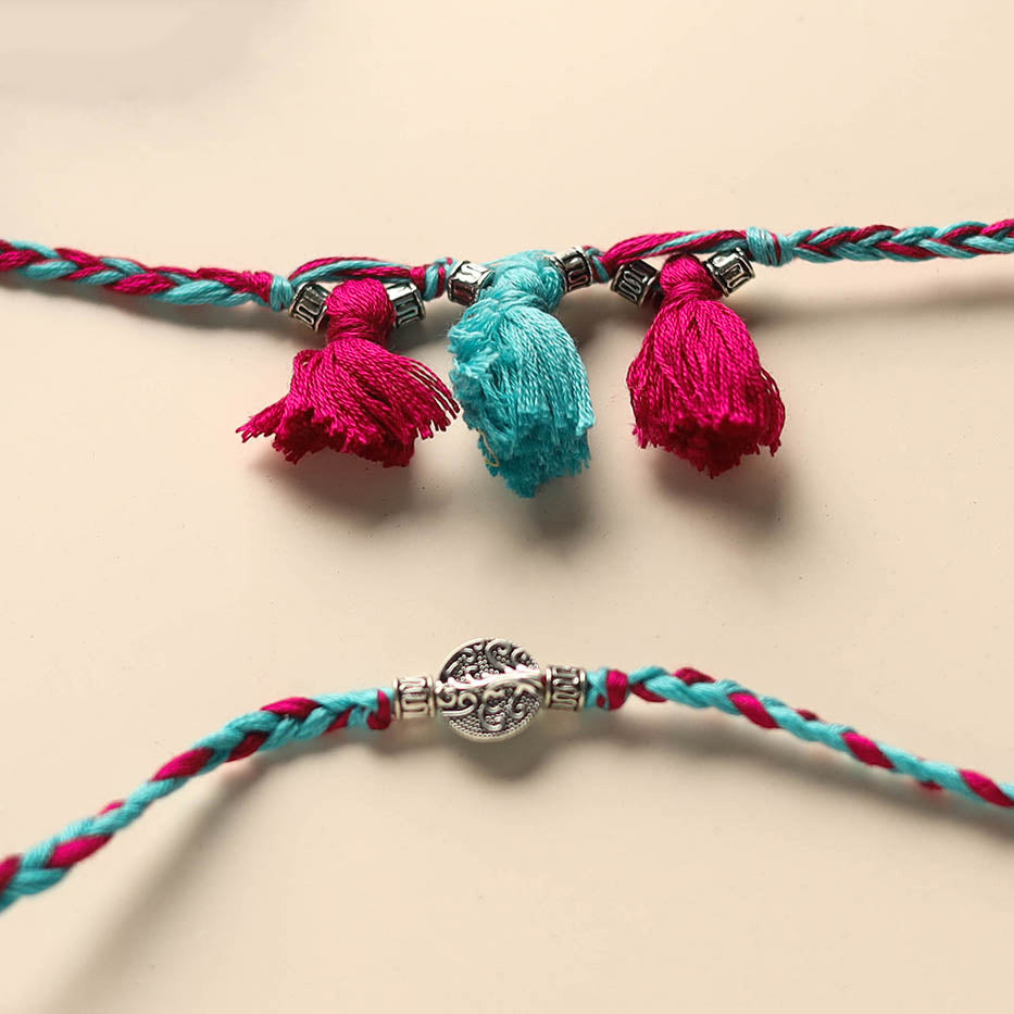 Handmade German Silver Rakhi & Lumba Set