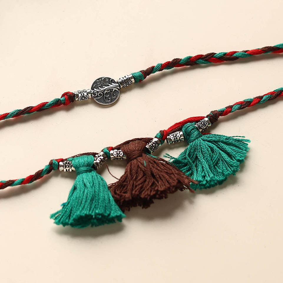 Handmade German Silver Rakhi & Lumba Set