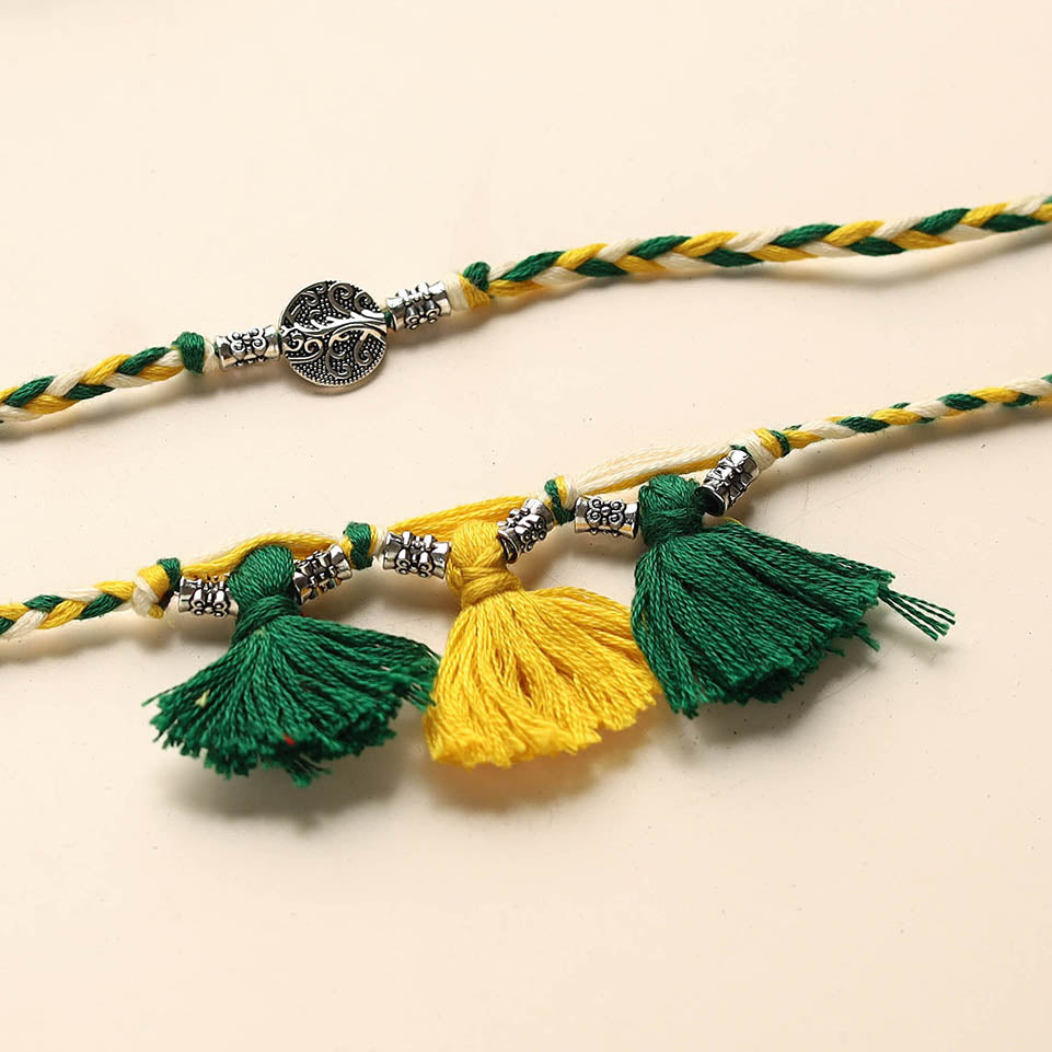 Handmade German Silver Rakhi & Lumba Set