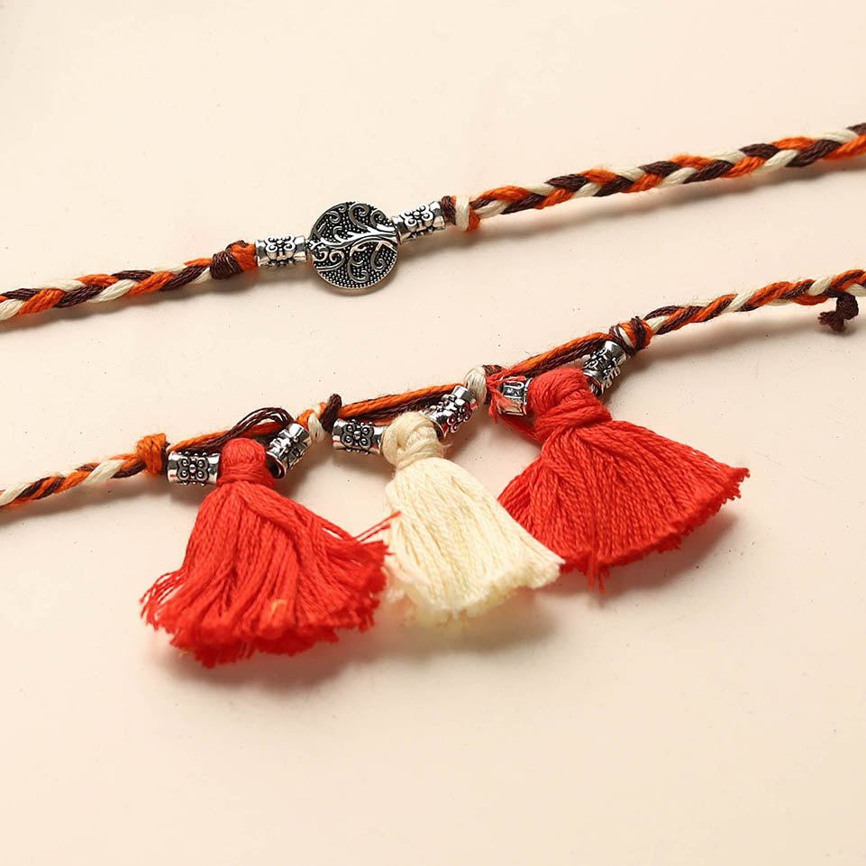 Handmade German Silver Rakhi & Lumba Set